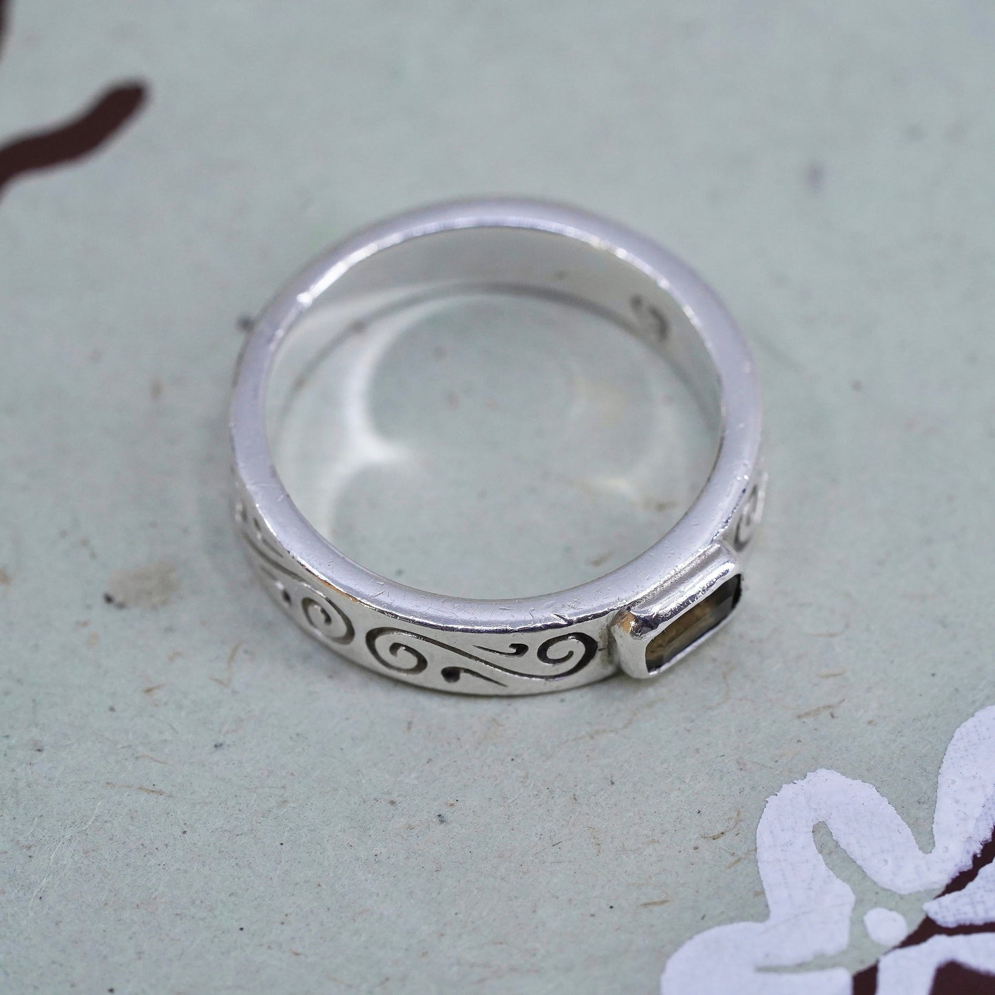 Size 7, Brighton Sayan Sterling 925 silver stackable ring with smoky quartz