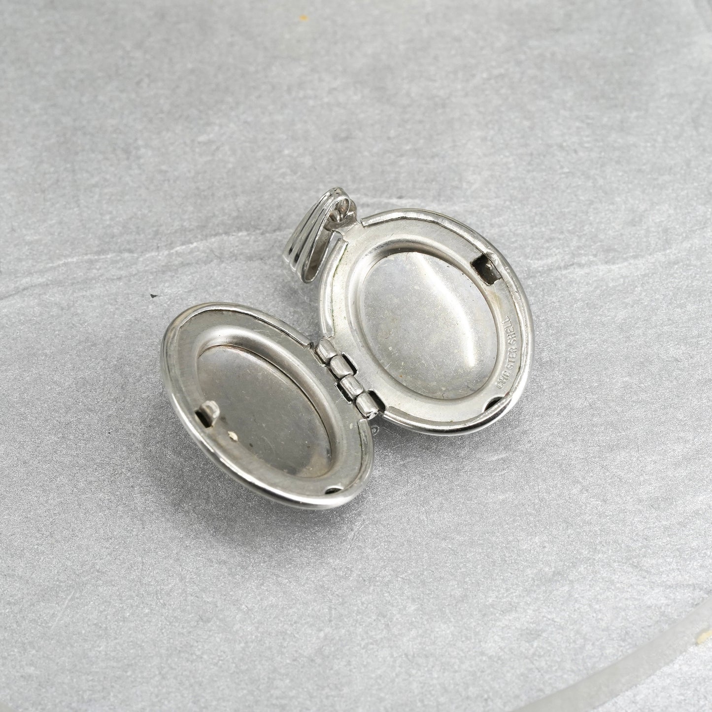 Sterling silver pendant charm, textured 925 floral textured two photos locket