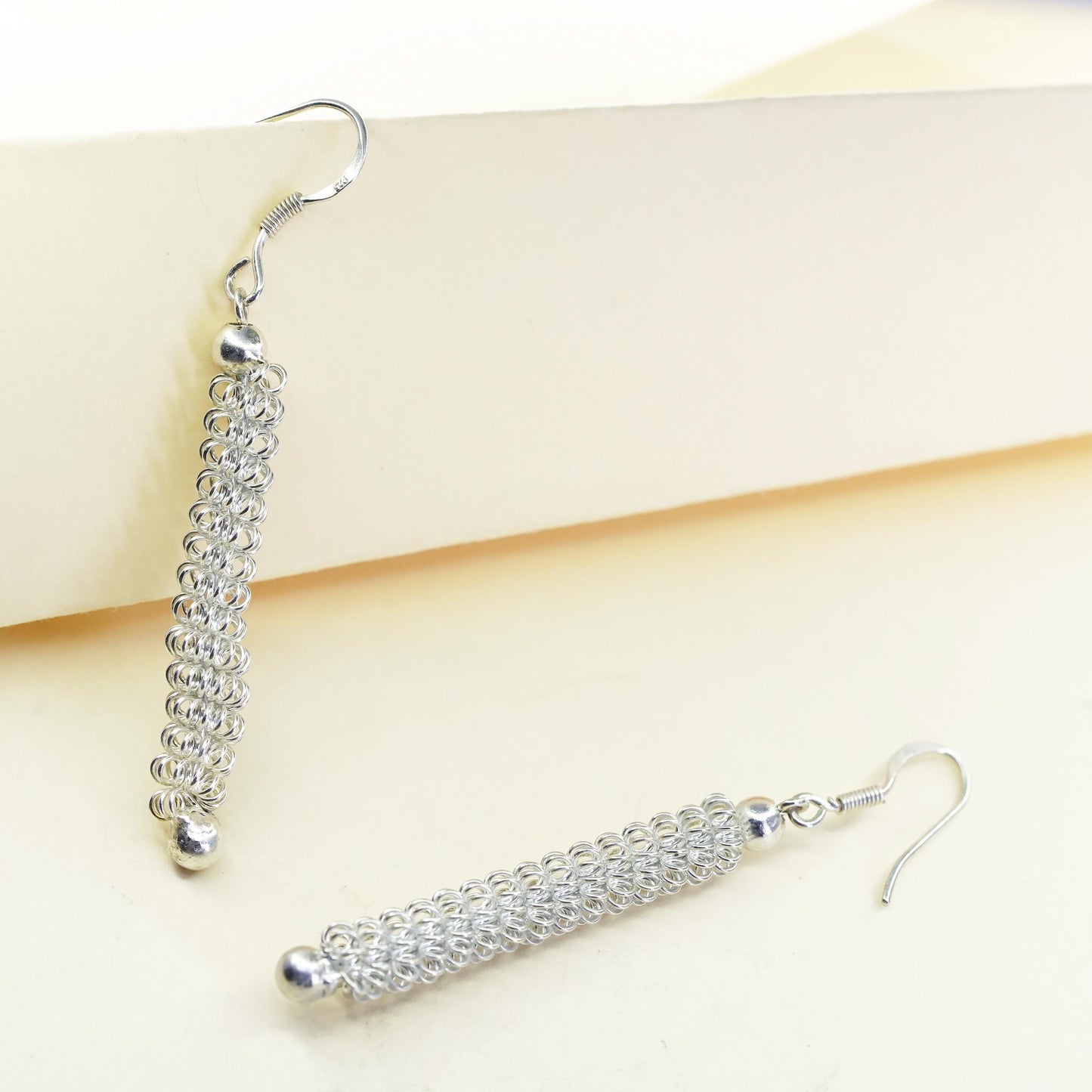 Vintage sterling silver earrings, 925 twisted dangles