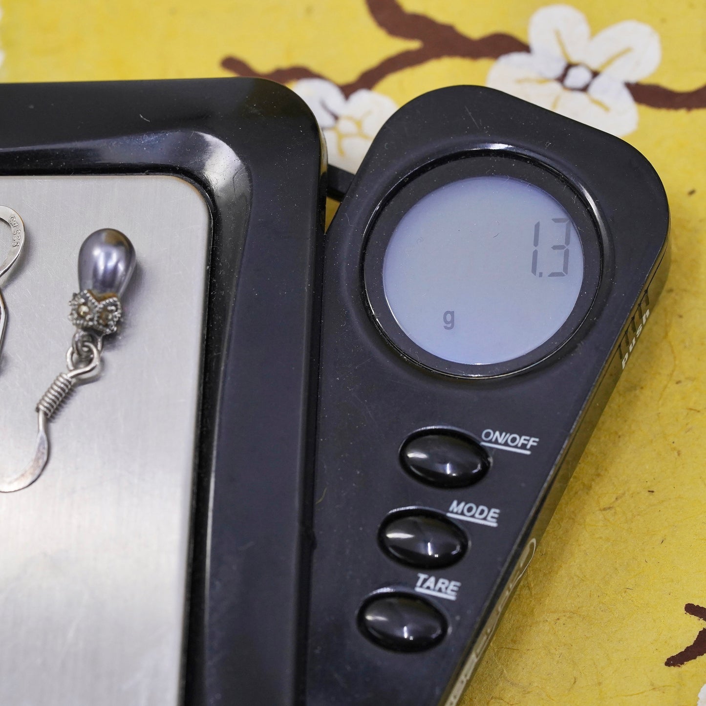 Vintage Sterling 925 silver handmade earrings with black pearl