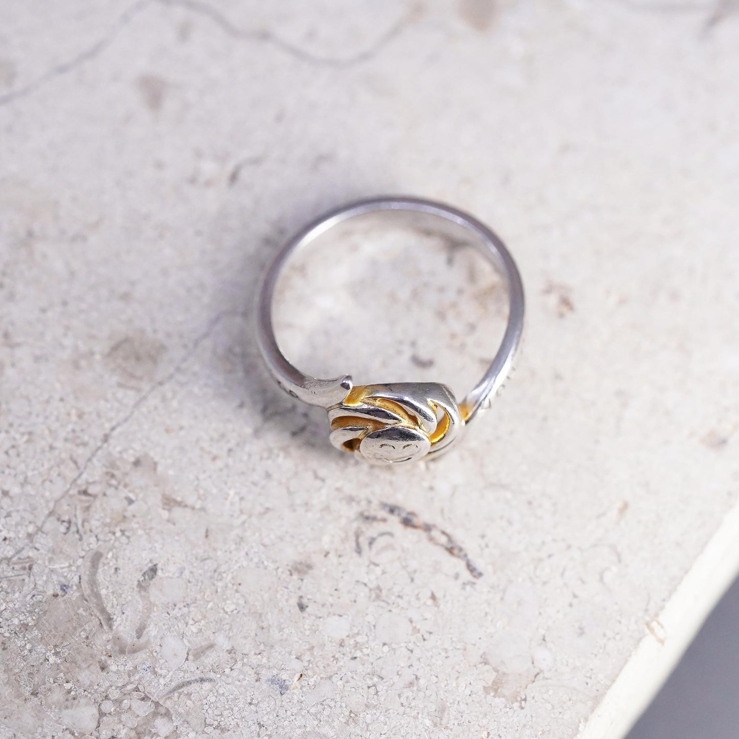 Size 4, vintage Sterling silver ring, 925 sun band “you are mine sunshine only
