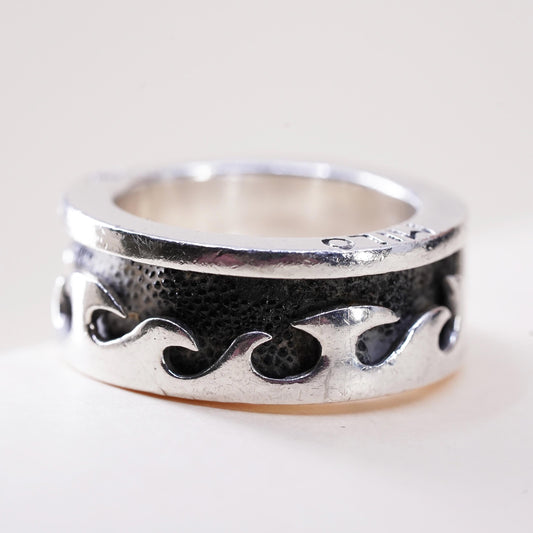 size 11, Milo Sterling Silver Wave Ring 925, Ocean Band Ring, band, Surf Wave