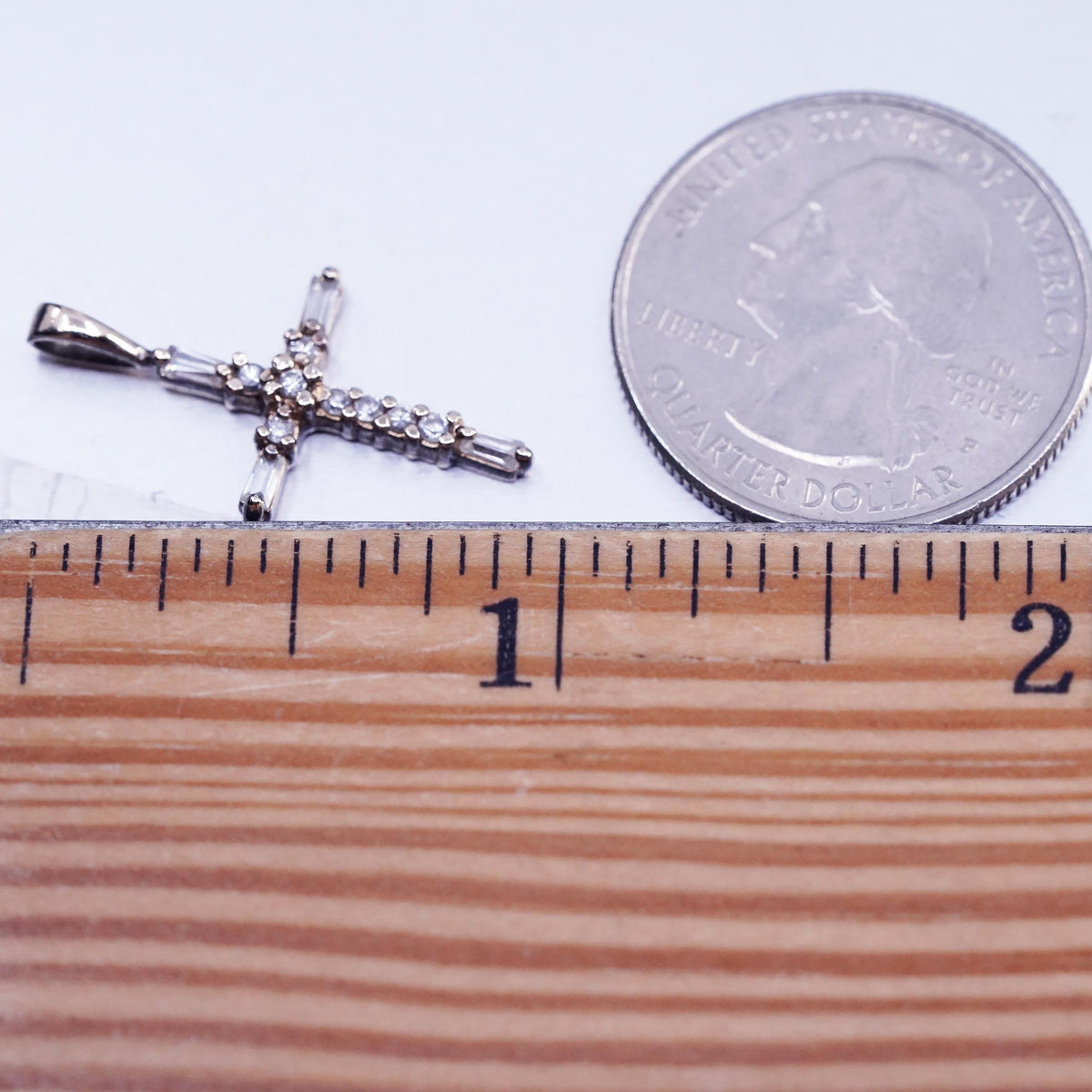 Vermeil Gold Over Sterling Silver 925 CZ Cross Pendant Christian Crucifix Charm