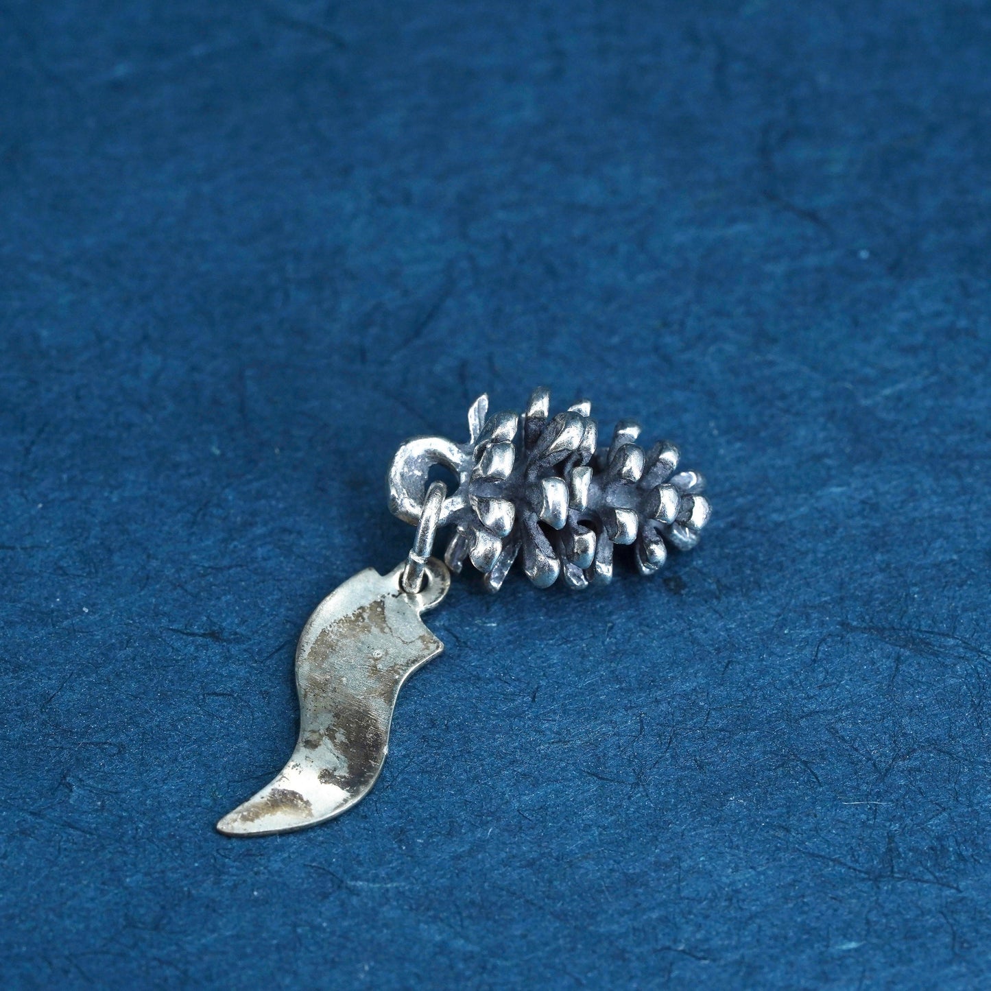 Vintage Sterling silver handmade pendant, 925 pine cone charm