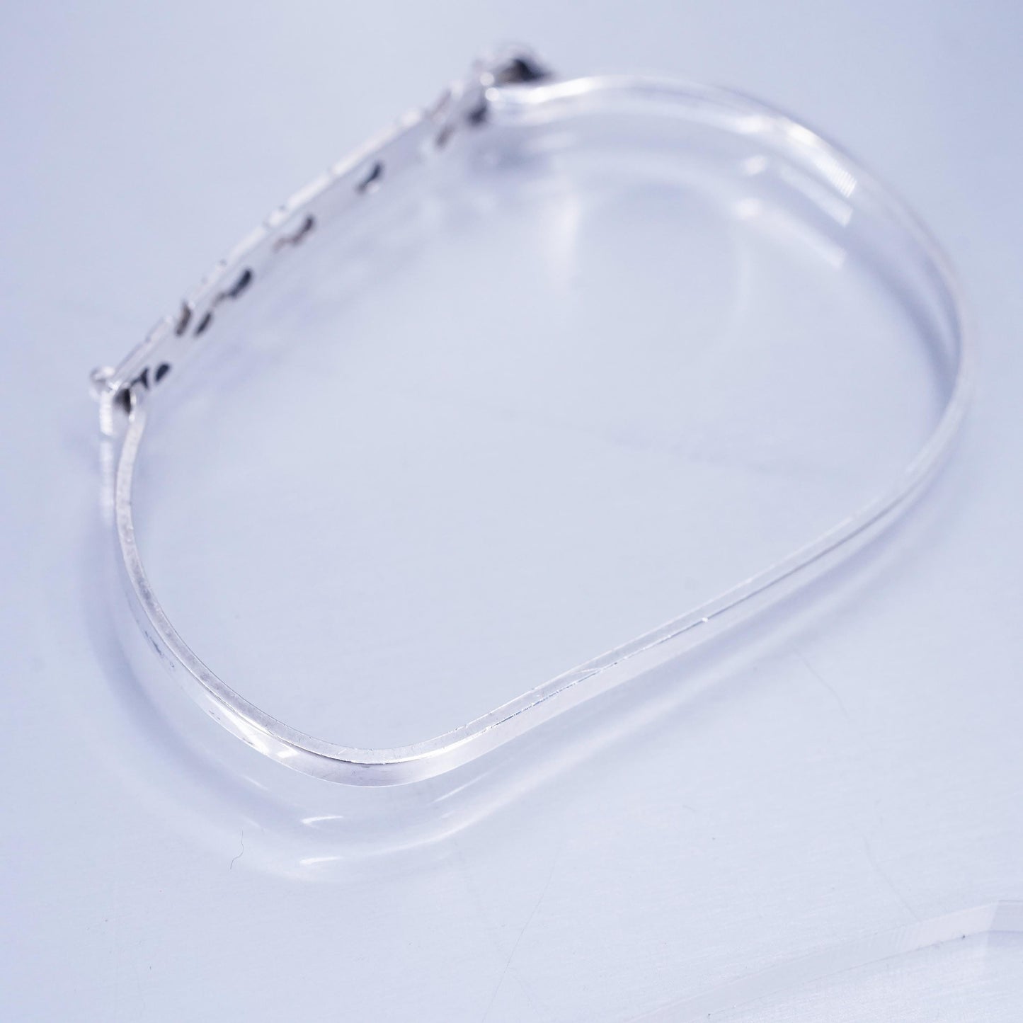 5.5”, Leonore Doskow 1970 Name Moccy Sterling 925 silver bracelet hinged bangle