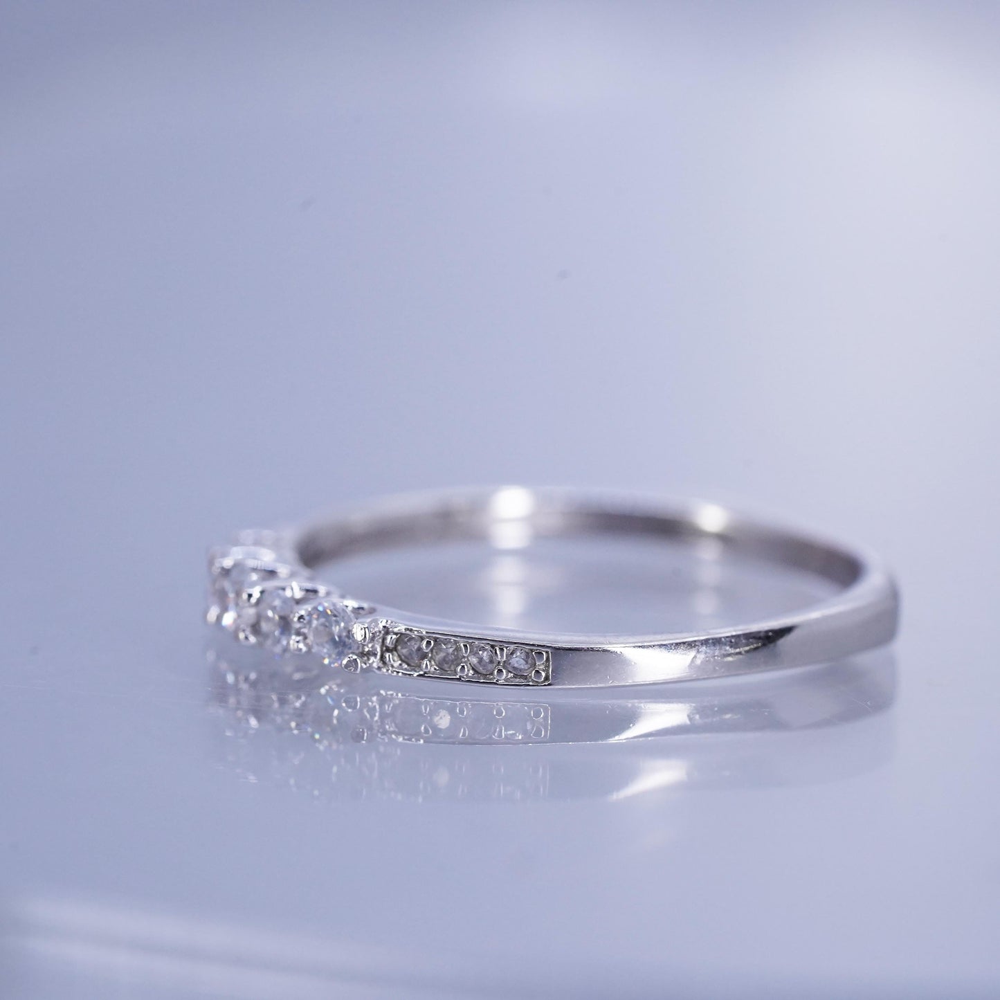 Size 10, vintage southwestern Sterling 925 silver wedding ring, Cz band