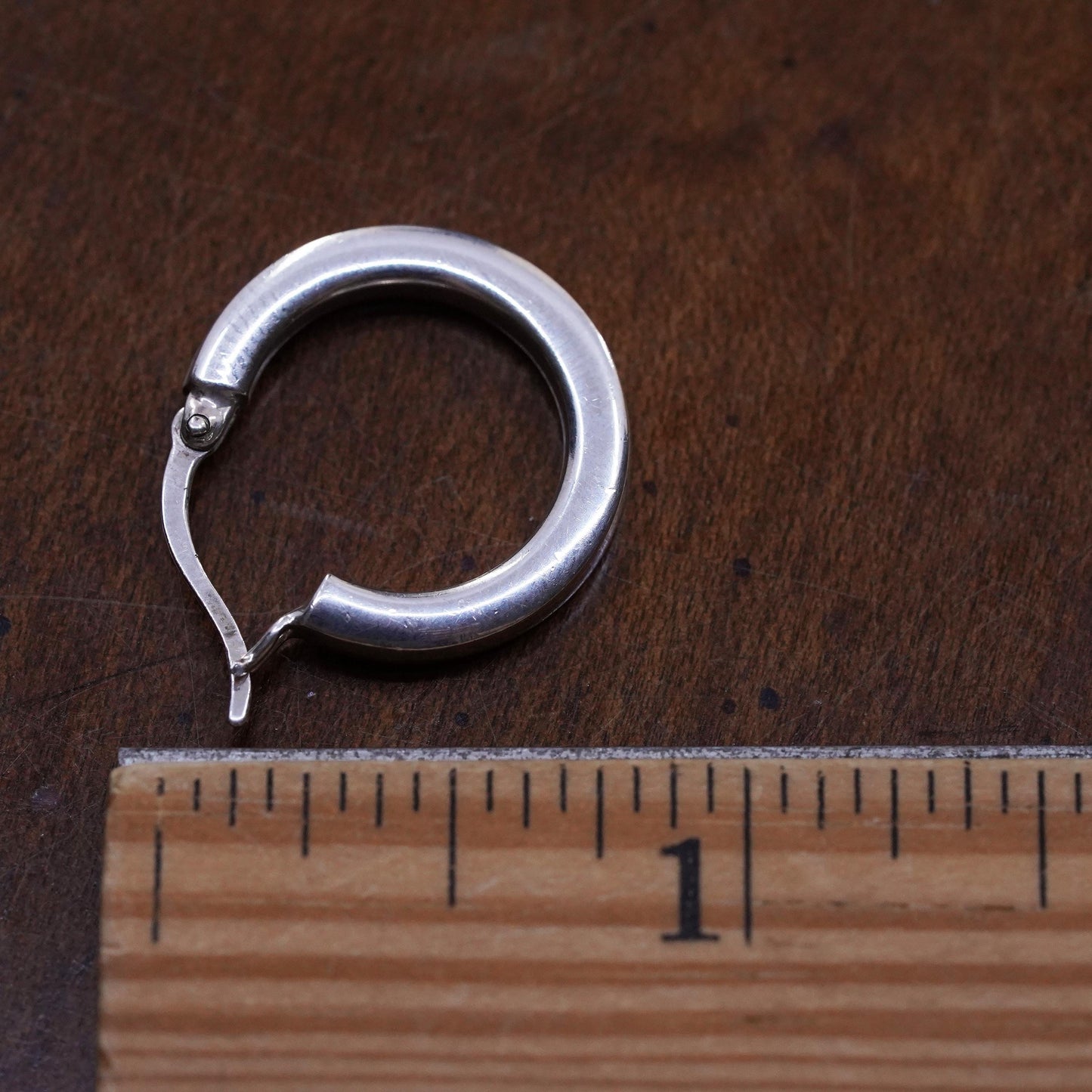 0.75", Vintage sterling silver loop single earring, minimalist primitive hoop