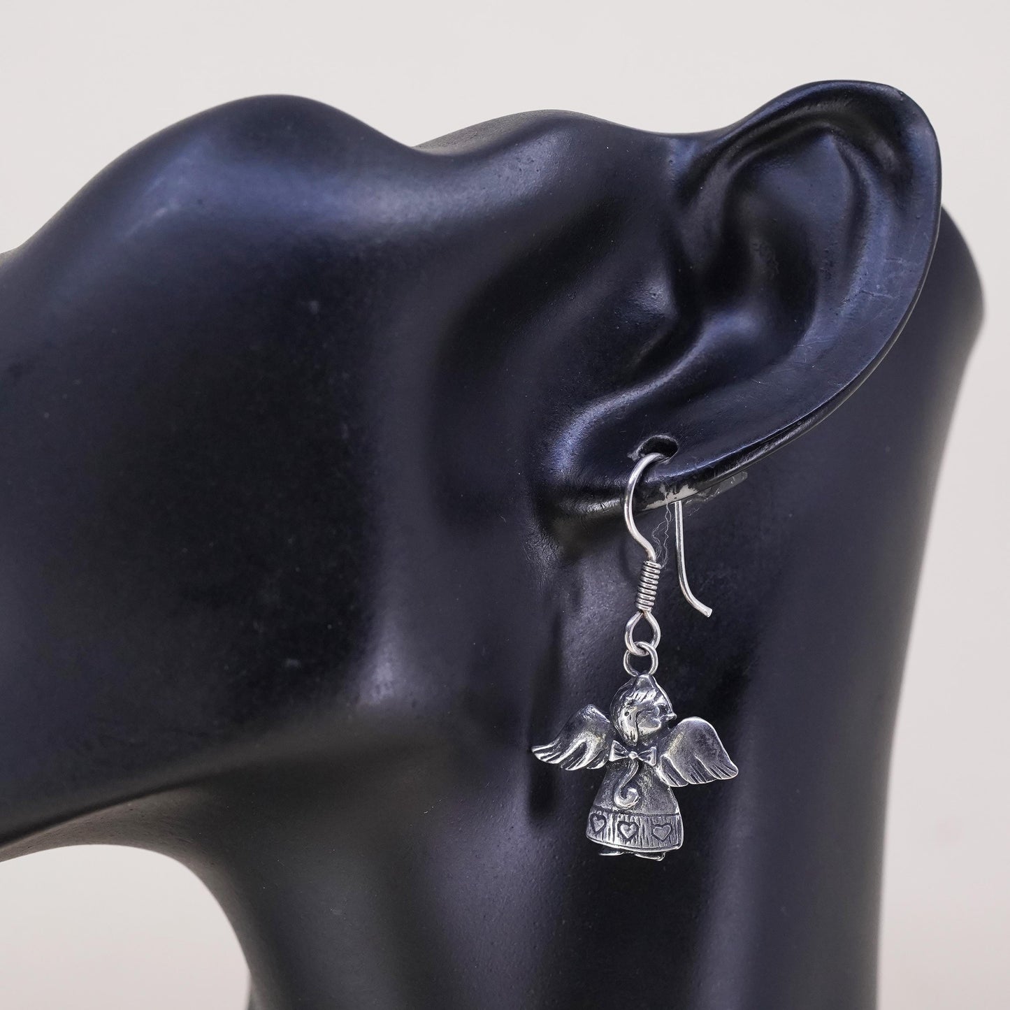 Vintage Sterling silver handmade pendant, 925 angel single earring