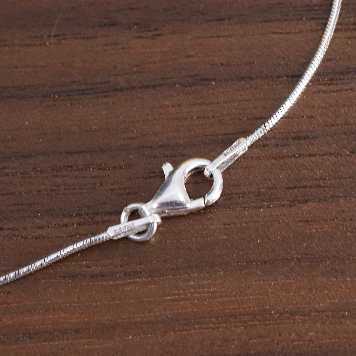 16", vintage sterling silver necklace, 925 snake chain square amethyst pendant