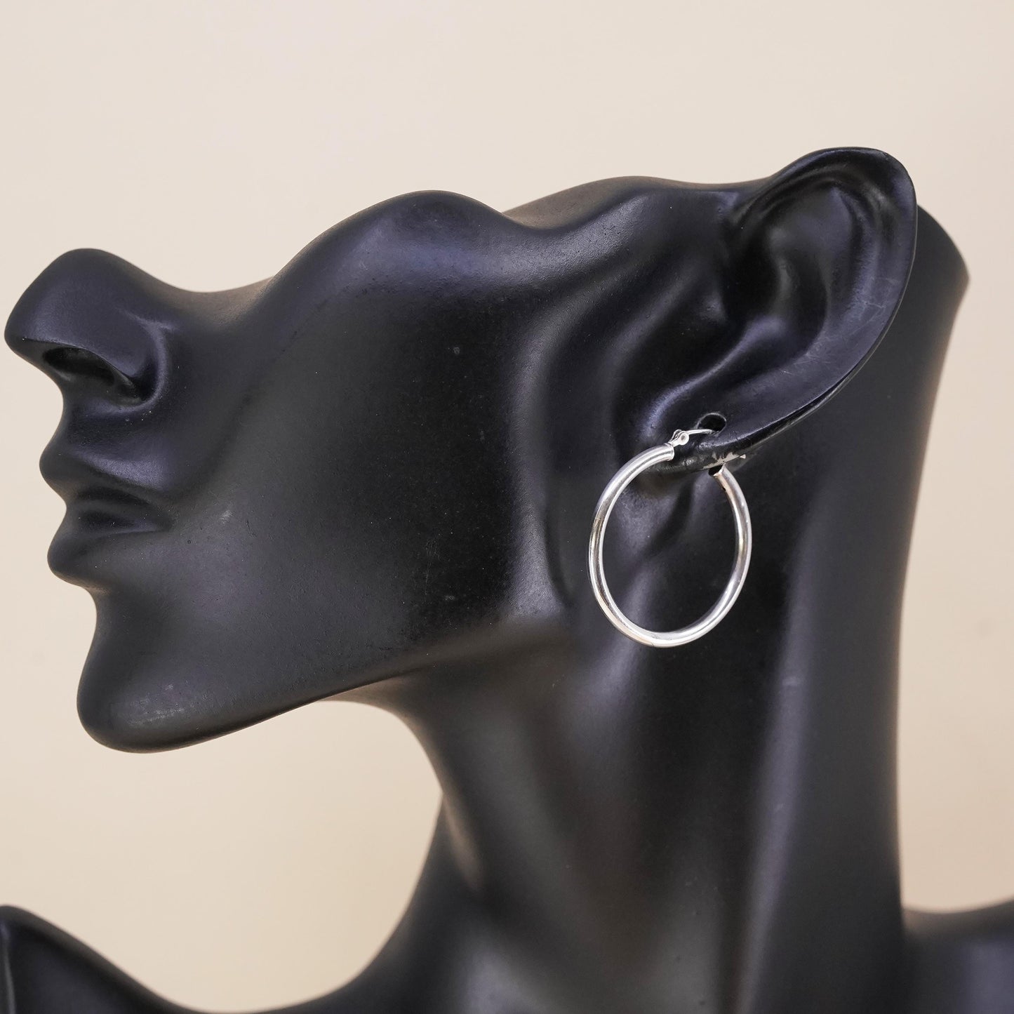 1.25", Vintage sterling silver single earring, bold minimalist primitive hoop