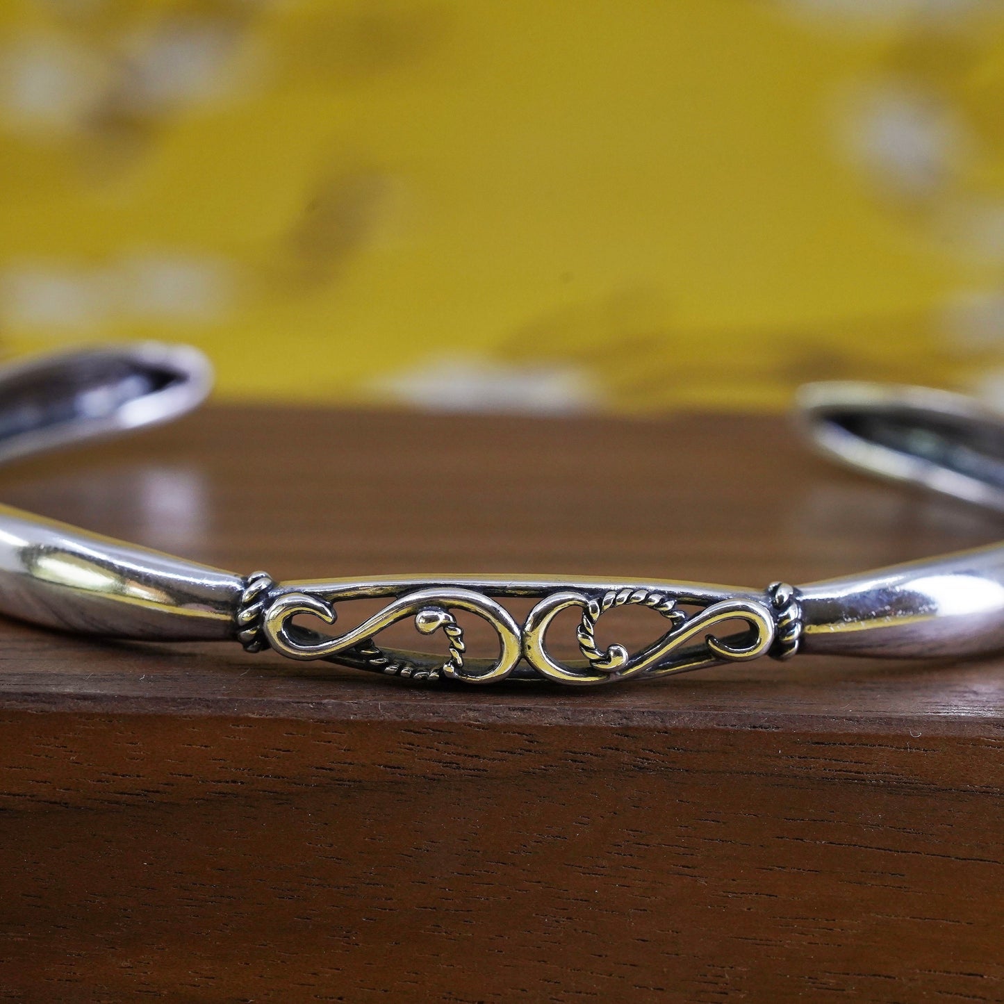 7.25”, Vintage Carolyn pollack Sterling silver bracelet, 925 filigree cuff