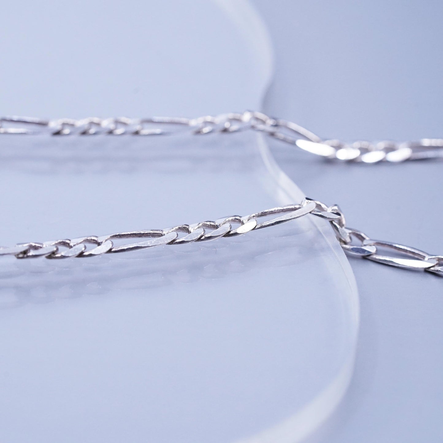23” 4mm, vintage Mexican Sterling 925 silver figaro chain necklace