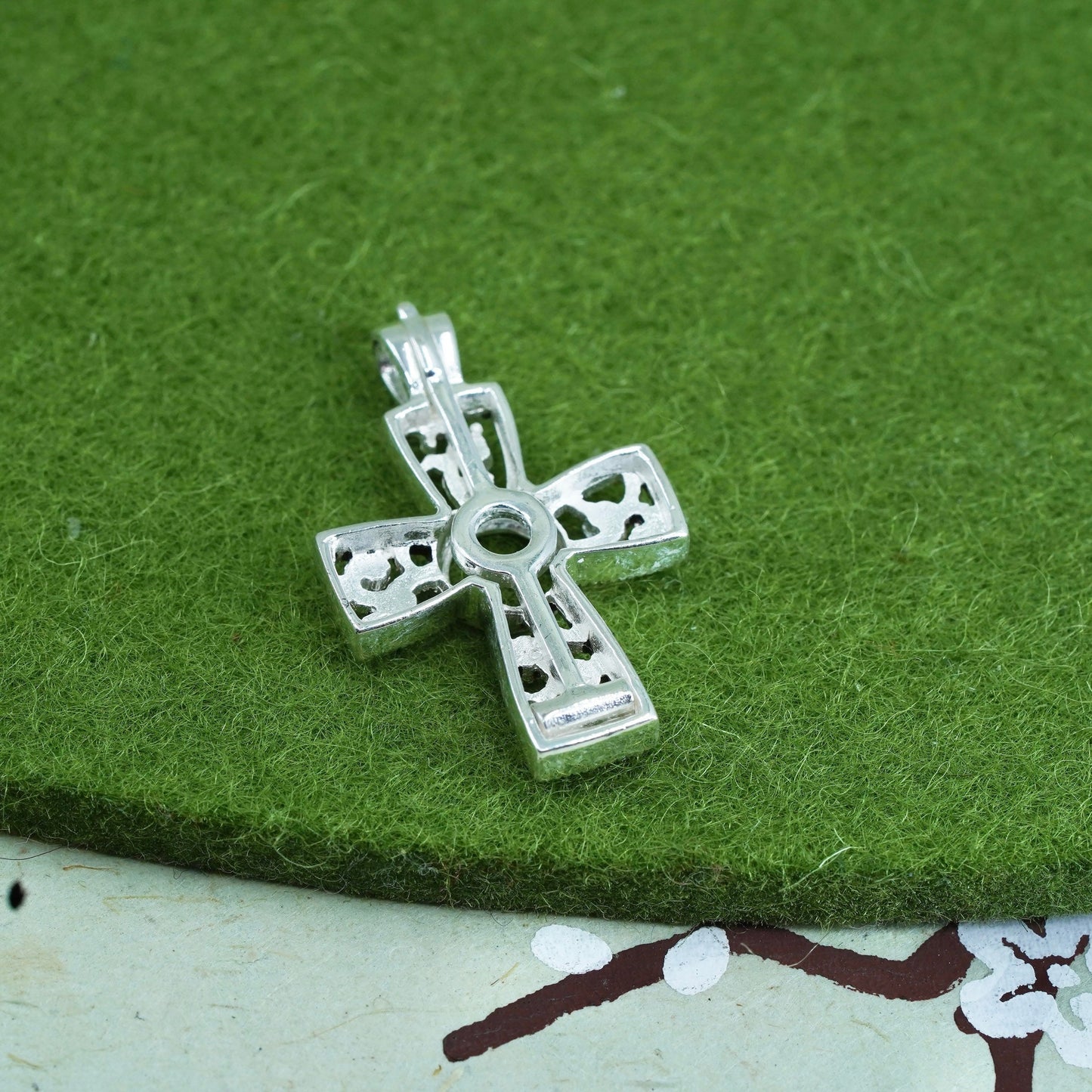 interchangeable handmade sterling silver cross pendant, 925 cage without stone