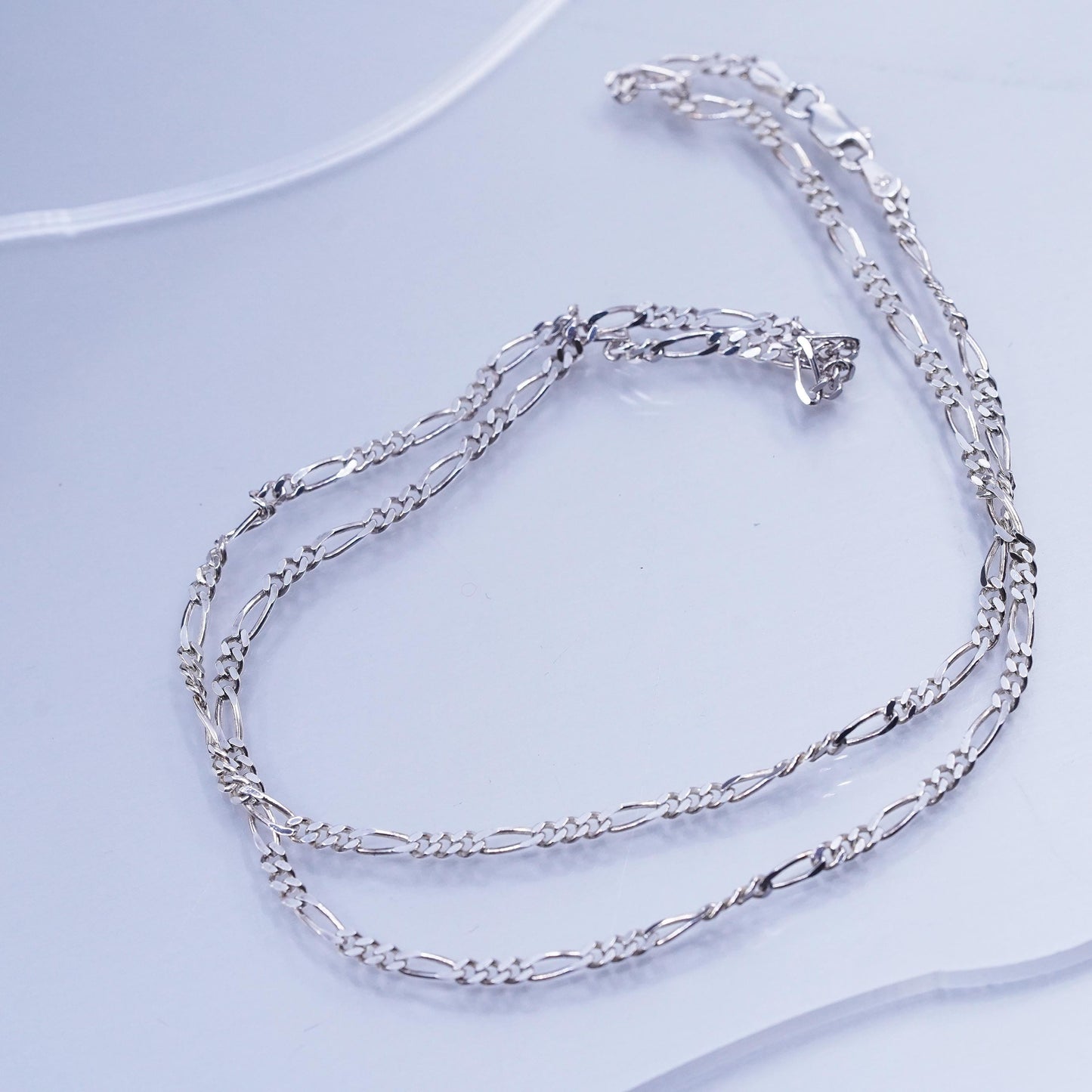 24” 3mm, vintage Romania Sterling 925 silver figaro chain necklace