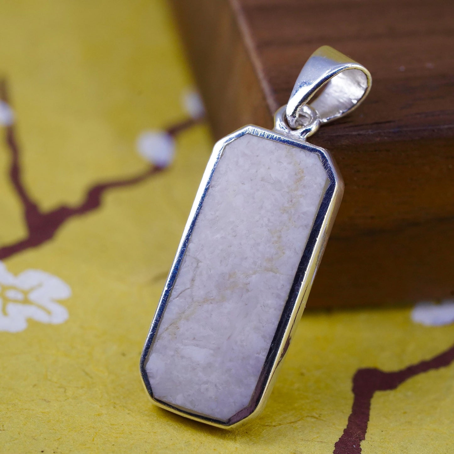 Vintage Sterling silver handmade pendant with howlite inlay