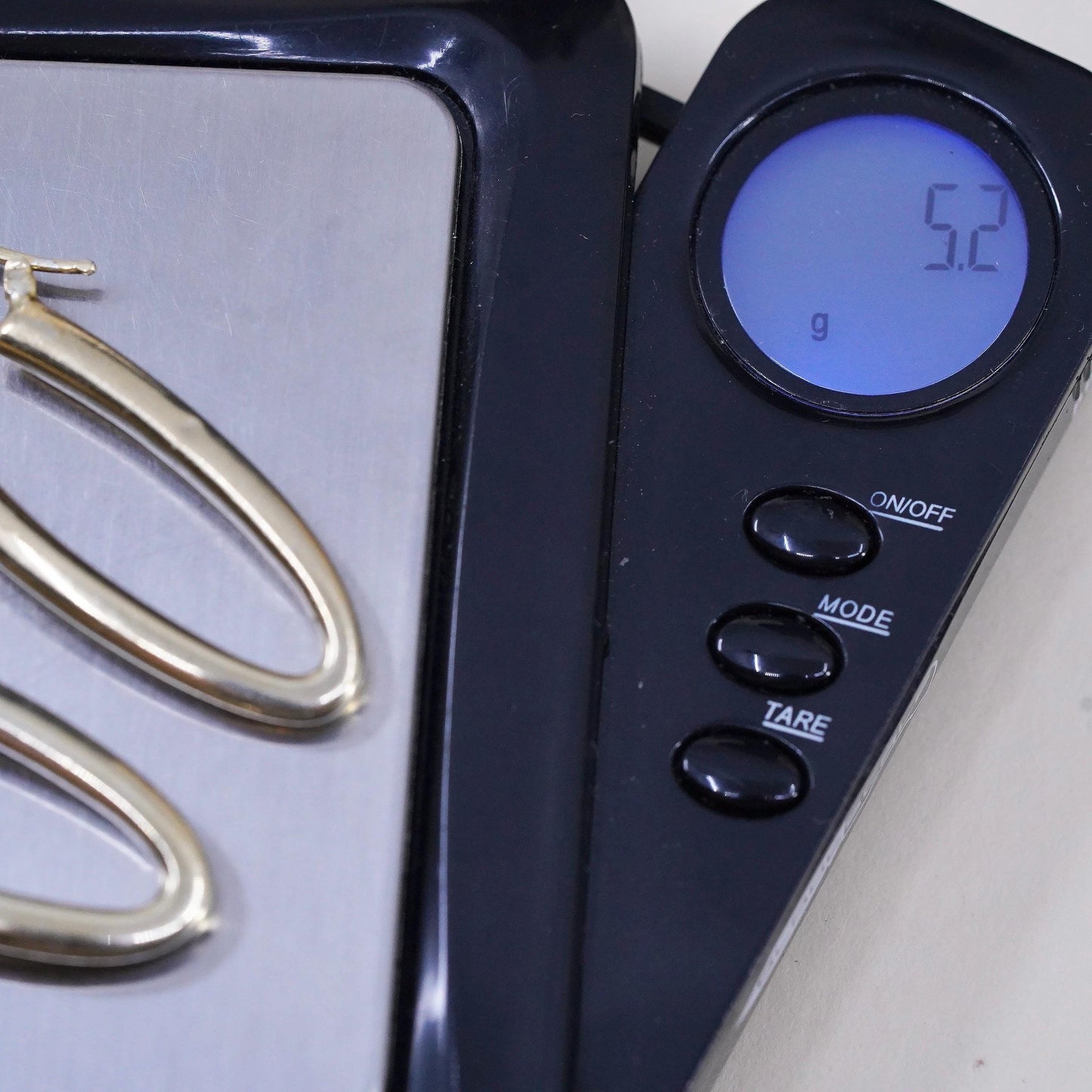 1.75”, VTG vermeil gold over sterling silver loop earrings, 925 long oval hoops