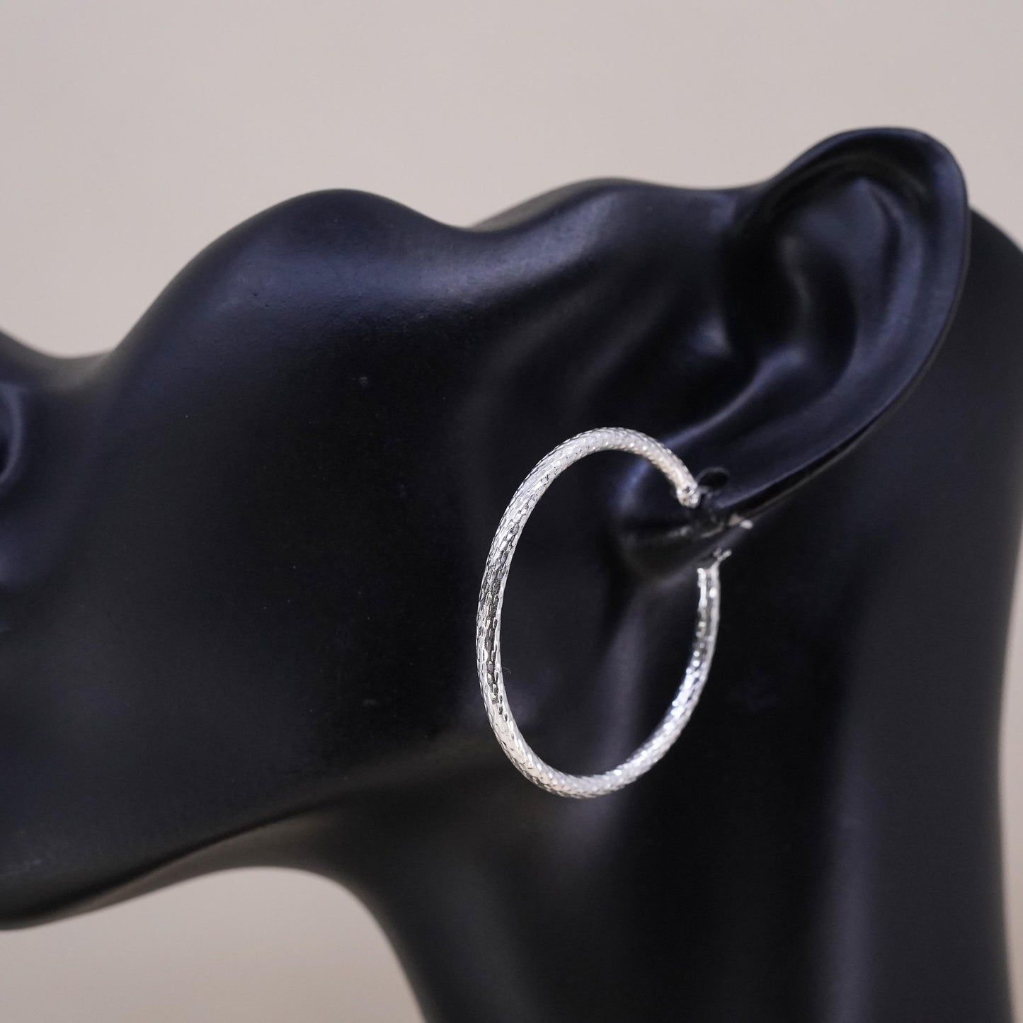 1.5", Vintage sterling 925 silver loop single earring, fashion primitive hoop