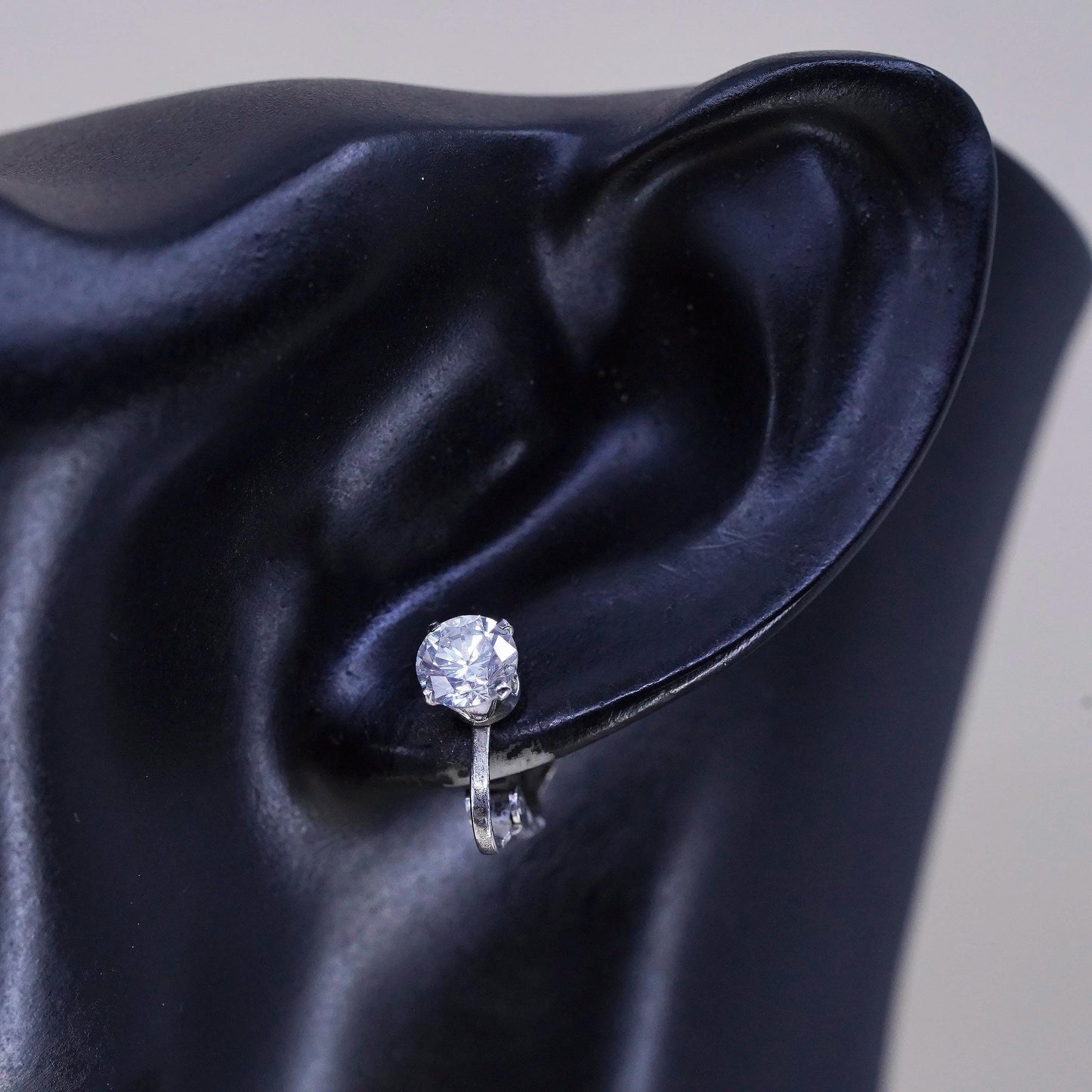 Fashion sterling silver earrings, 925 silver dangles with clear Cz lever back