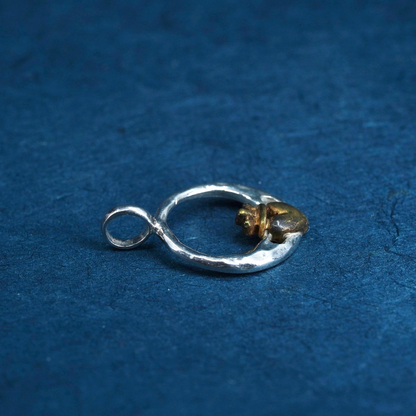two tone Sterling silver pendant brass, 925 Irish claddagh holding heart charm