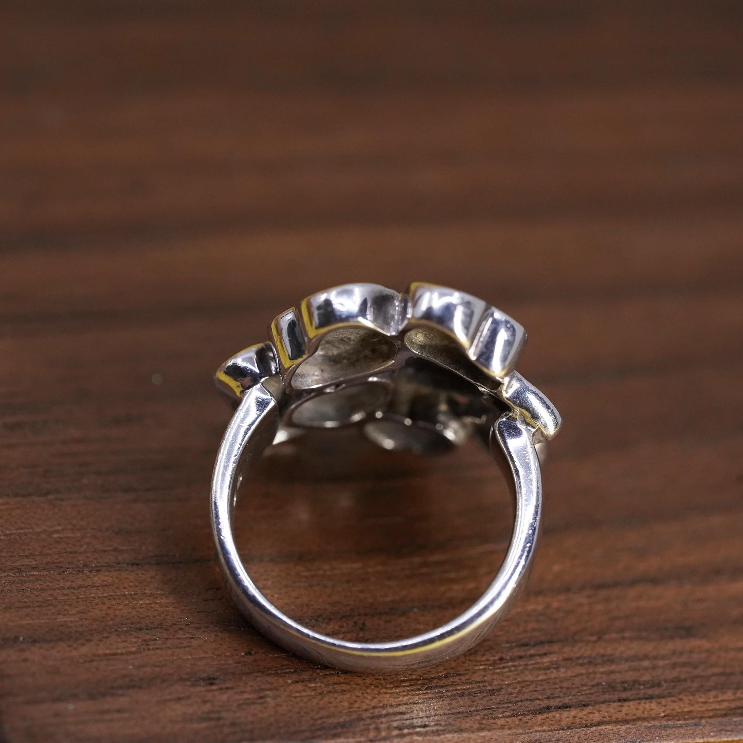Size 6.25, Folli Follie 925 Sterling Silver 925 cluster heart ring onyx and cz