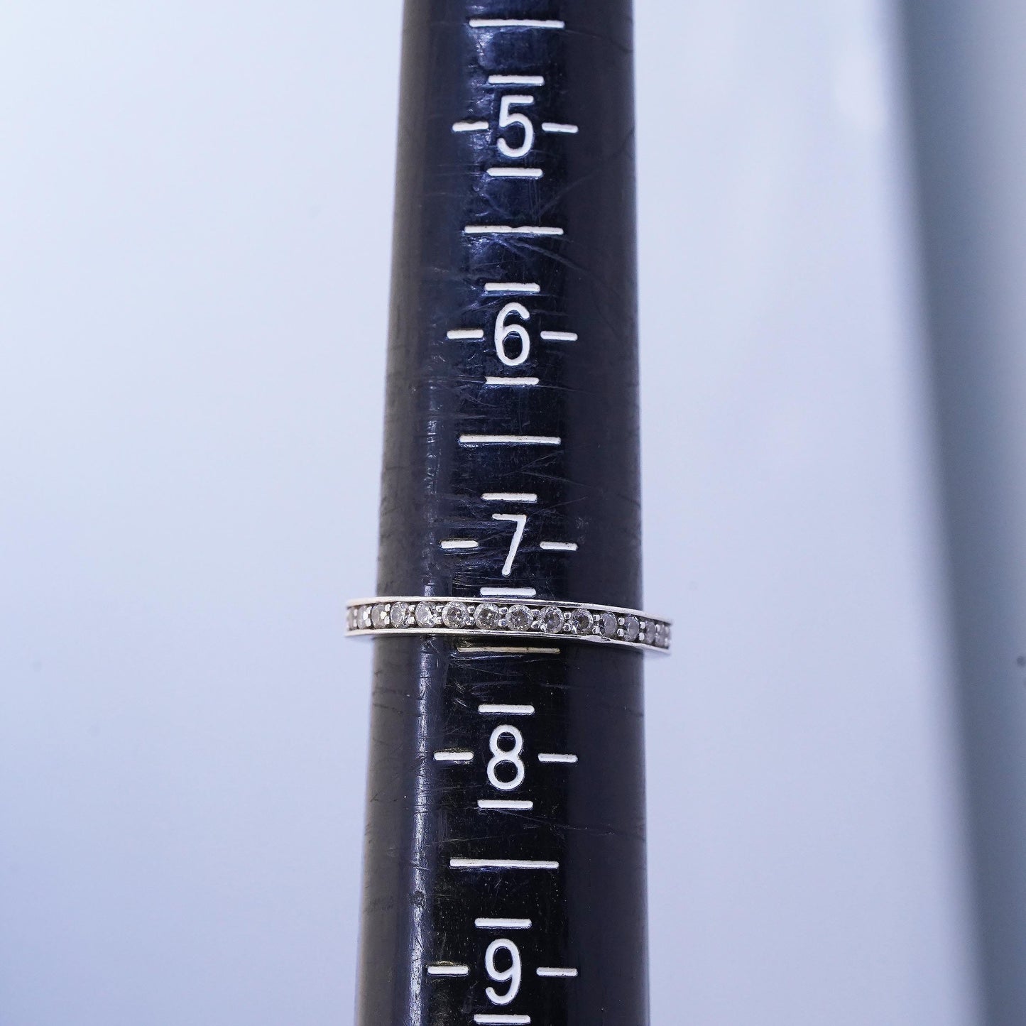 Size 7.25, vintage sterling 925 silver ring cluster CZ, stackable wedding band