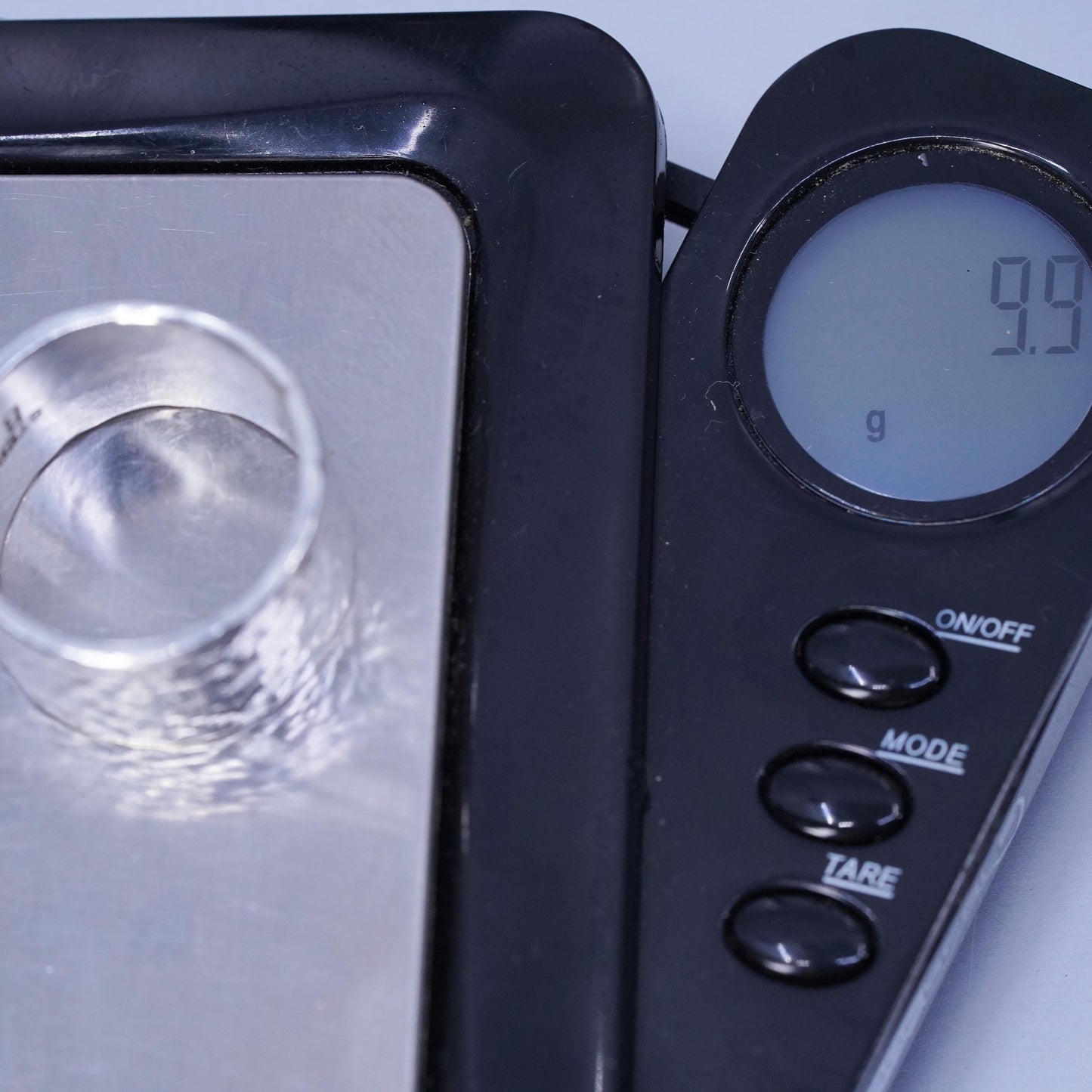 Size 8, 925 Sterling Silver Hammered Wide Band Cuff Ring Hard To Find Classic