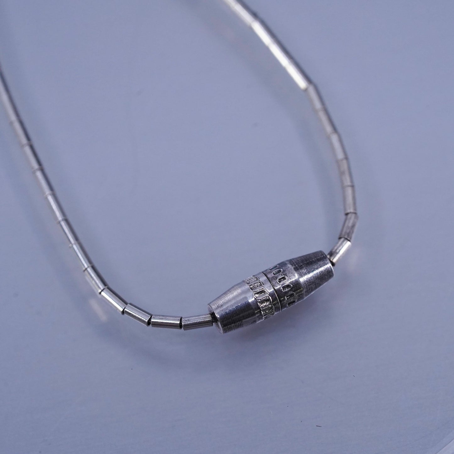 16”, Native American Sterling 925 liquid silver necklace with turquoise beads