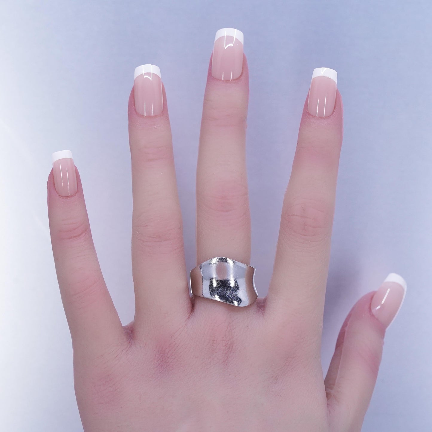 Size 9.5, vintage modern Sterling 925 silver handmade ring, wavy band