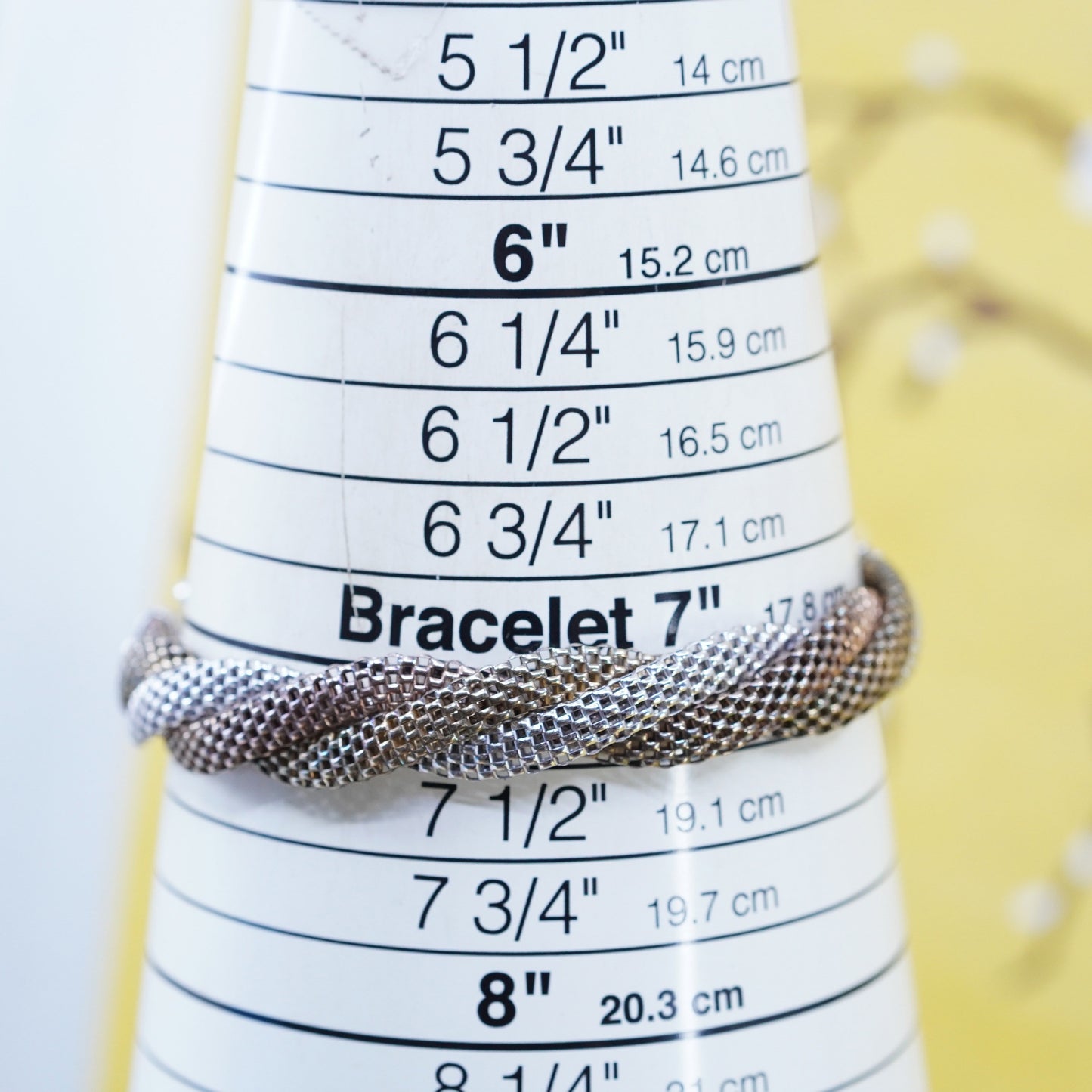 7”, Italy Dyadema two tone Sterling silver bracelet, 925 mesh twisted chain