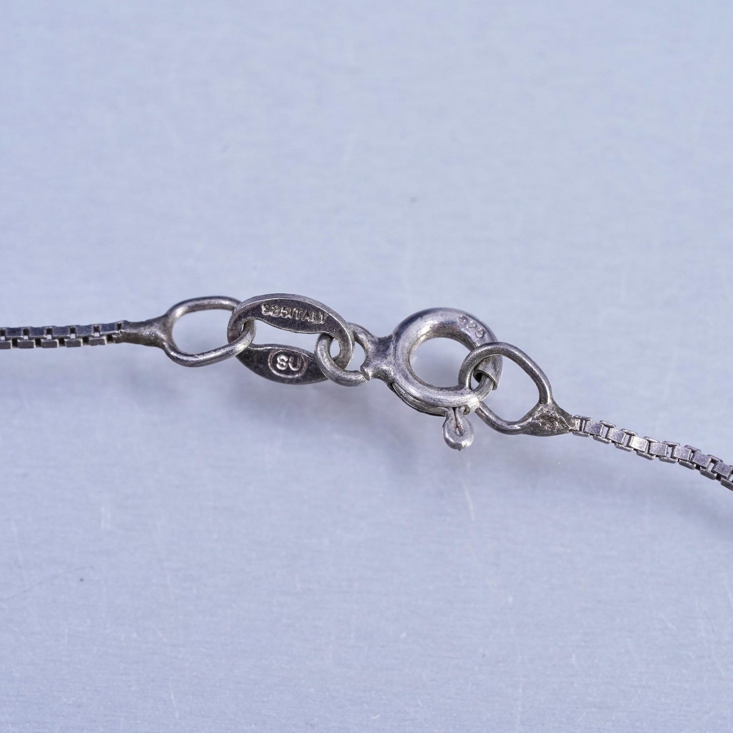 24", Vintage Italian sterling silver box chain, made in Italy silver necklace
