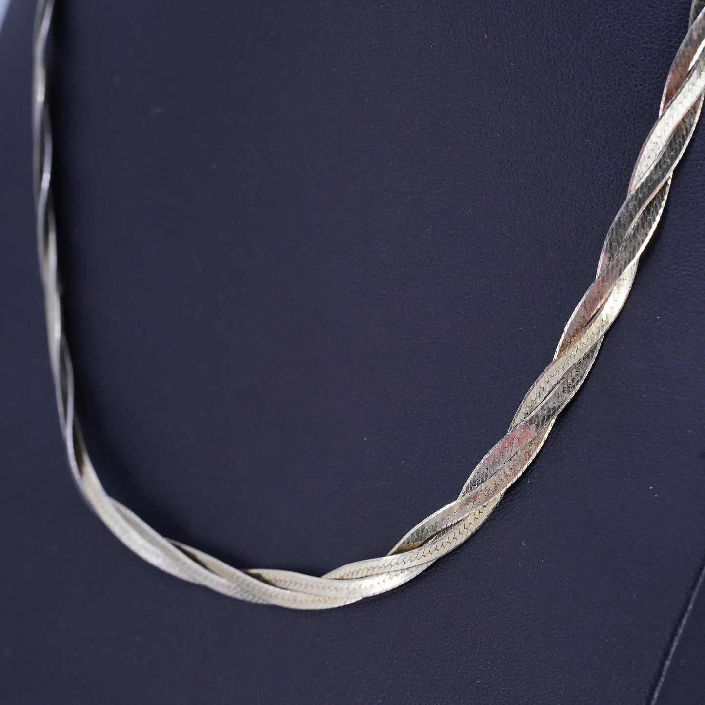 18", Italian FMC vermeil gold plated Sterling 925 silver herringbone necklace