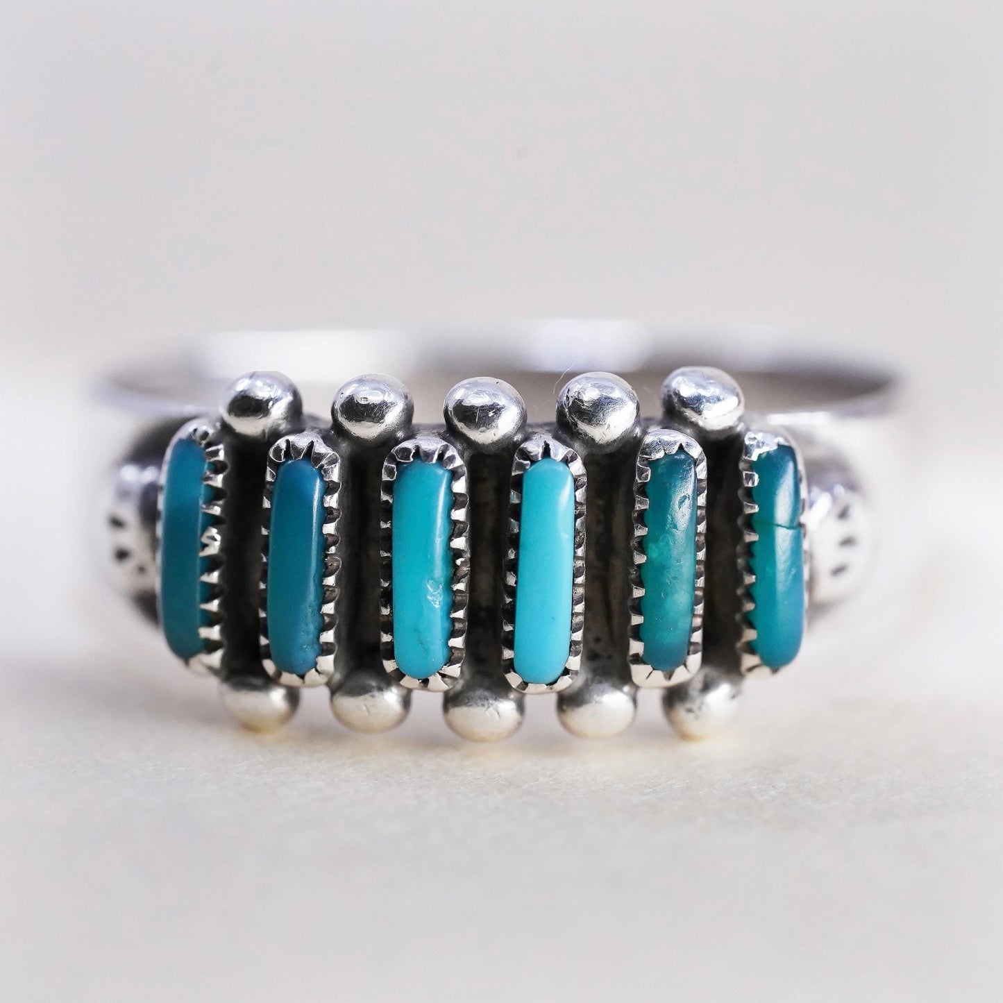 Size 6.5, vintage Native Americans Sterling silver ring Zuni 925 band turquoise
