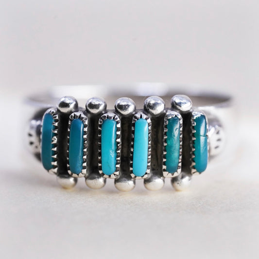 Size 6.5, vintage Native Americans Sterling silver ring Zuni 925 band turquoise