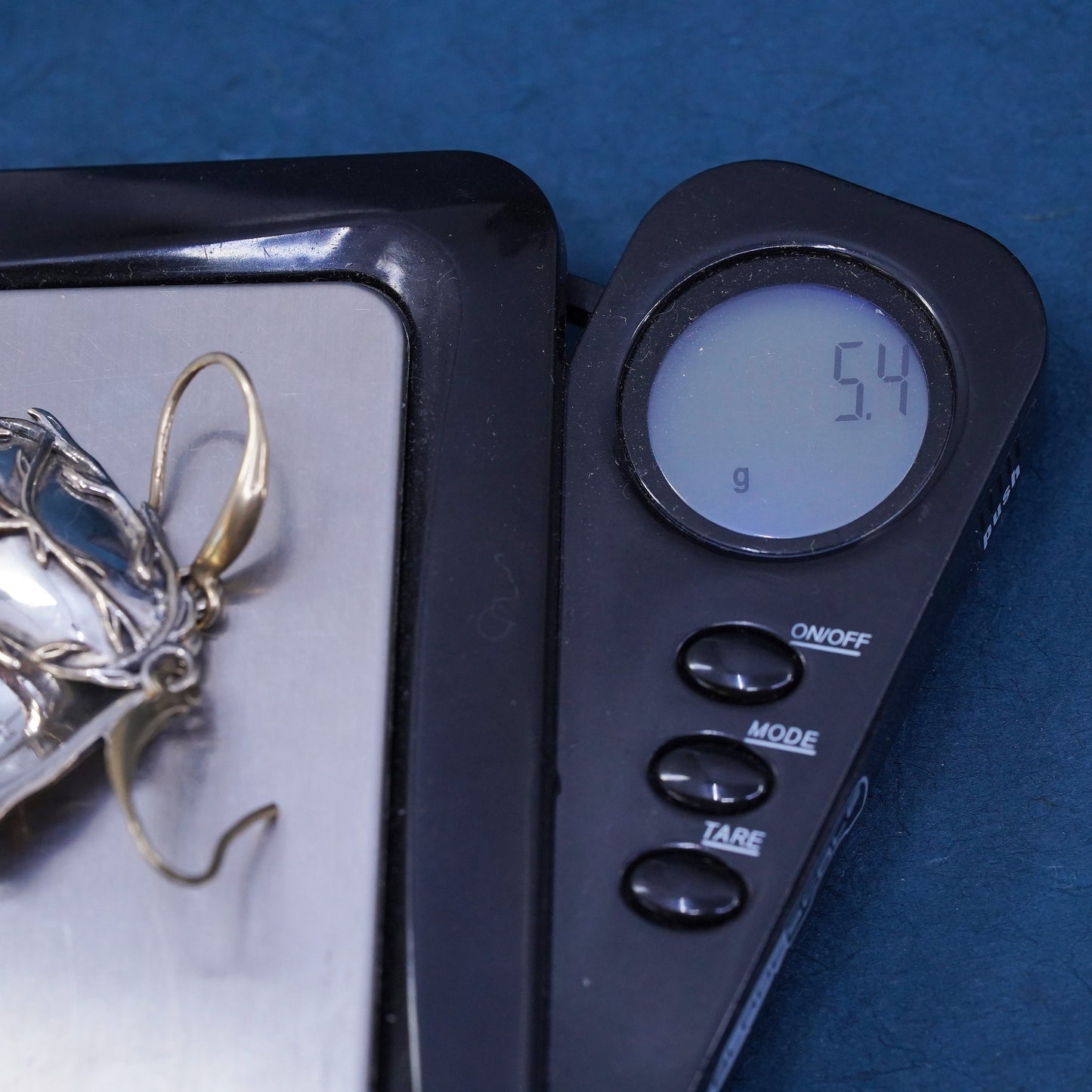 Vintage sterling 925 silver handmade earrings, CND peace sign vines
