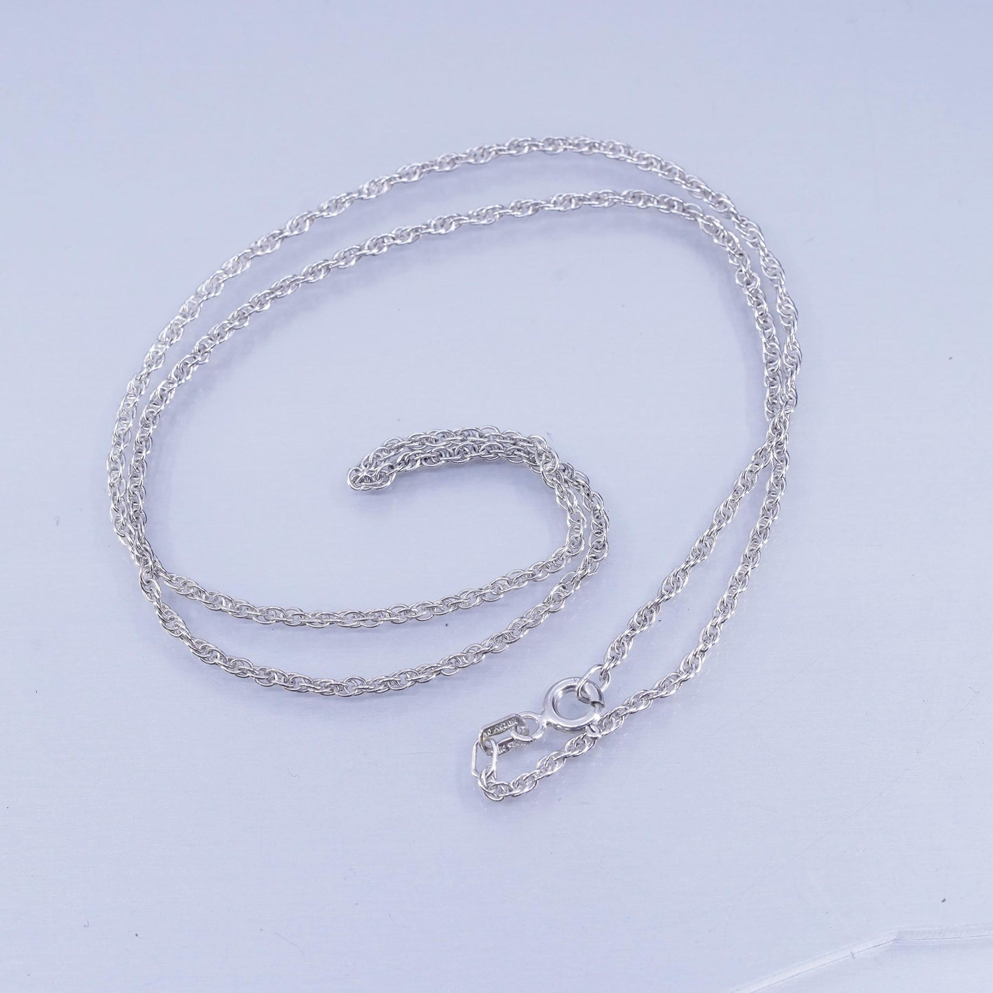 17” 2mm, vintage Italian Sterling 925 silver Singapore rope chain necklace