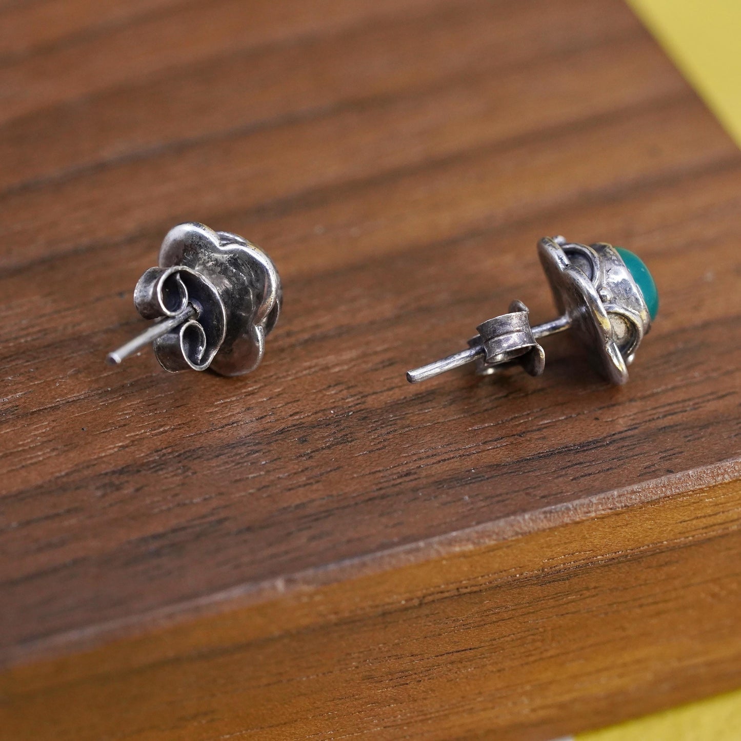 Vintage Sterling Silver 925 handmade studs Earrings jade, southwestern jewelry