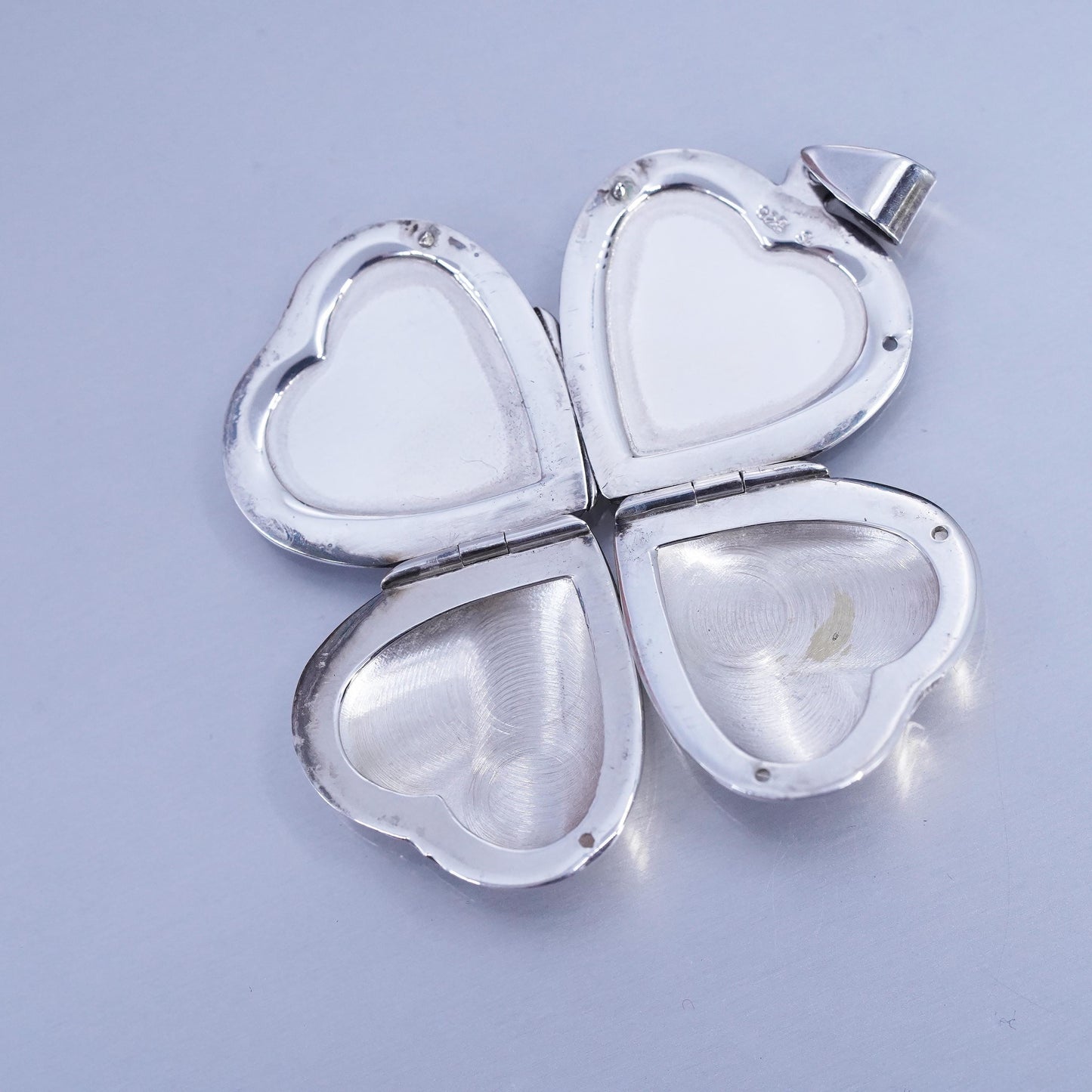 Sterling silver charm, 925 heart 4 photos locket pendant Baba w/ all our love