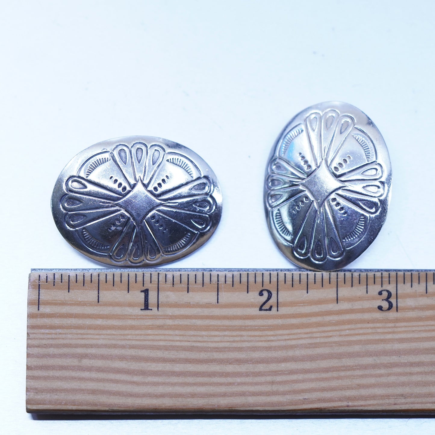 Native American Navajo Sterling 925 silver handmade earrings, textured clip on