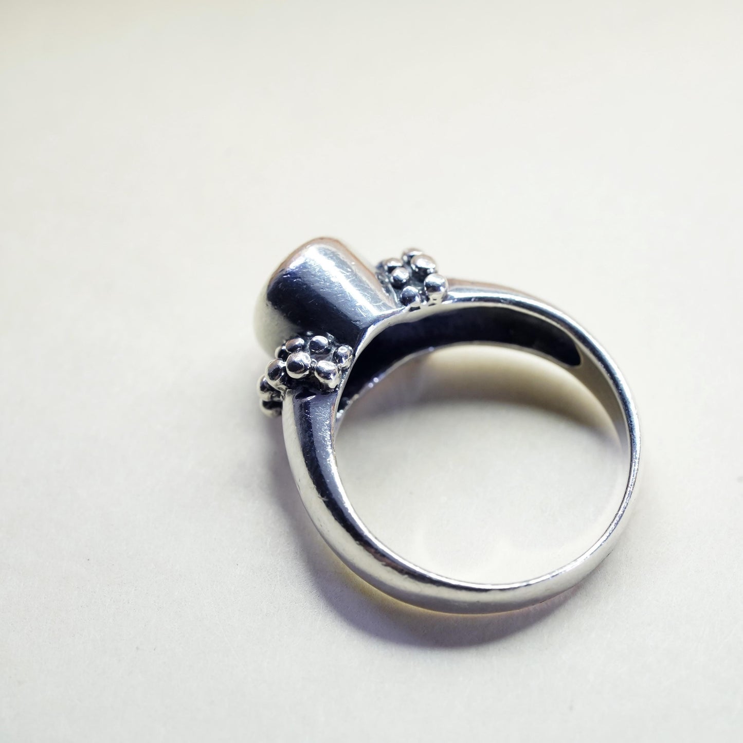 Size 9, vintage Sterling silver handmade ring, 925 beads band
