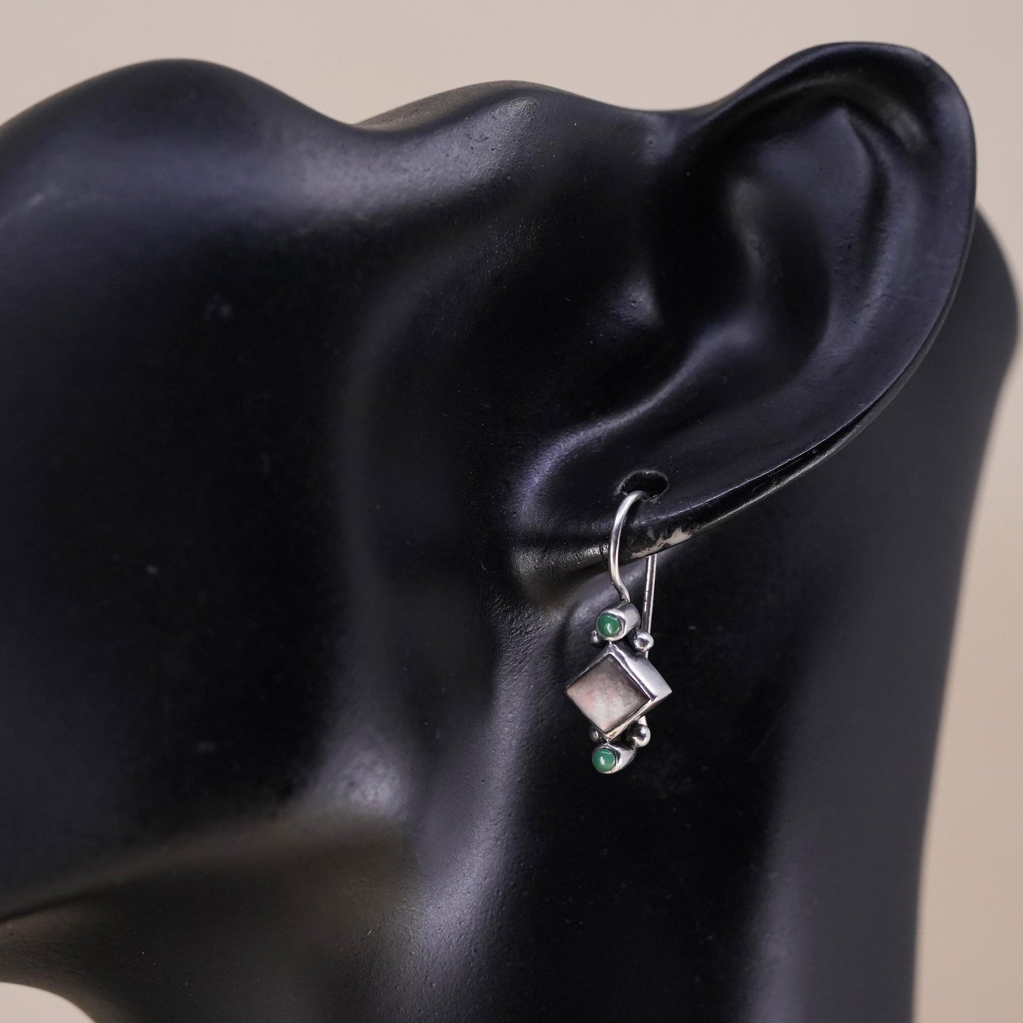 Vintage Peyote Bird sterling 925 silver single earring with abalone turquoise