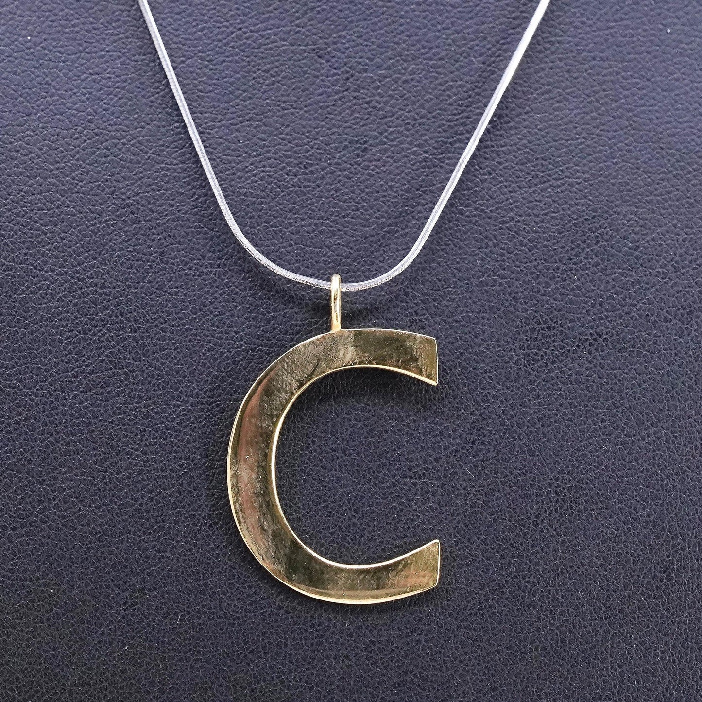 18" two tone Sterling silver necklace, 925 snake chain with letter C pendant