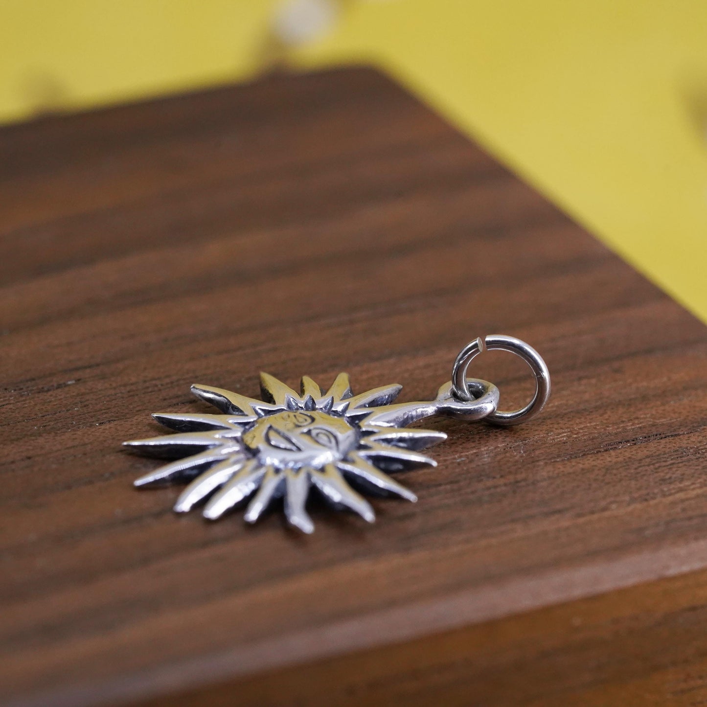 Sterling silver sun face pendant, solid 925 silver sun charm “Myrtle Beach SC”