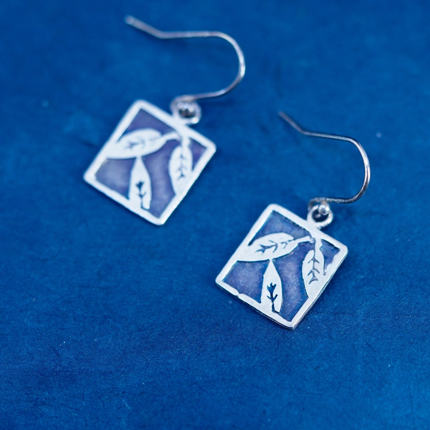 Kevin N Anna Tree of Life Dangle Earrings Oxidized square 950 Sterling Silver