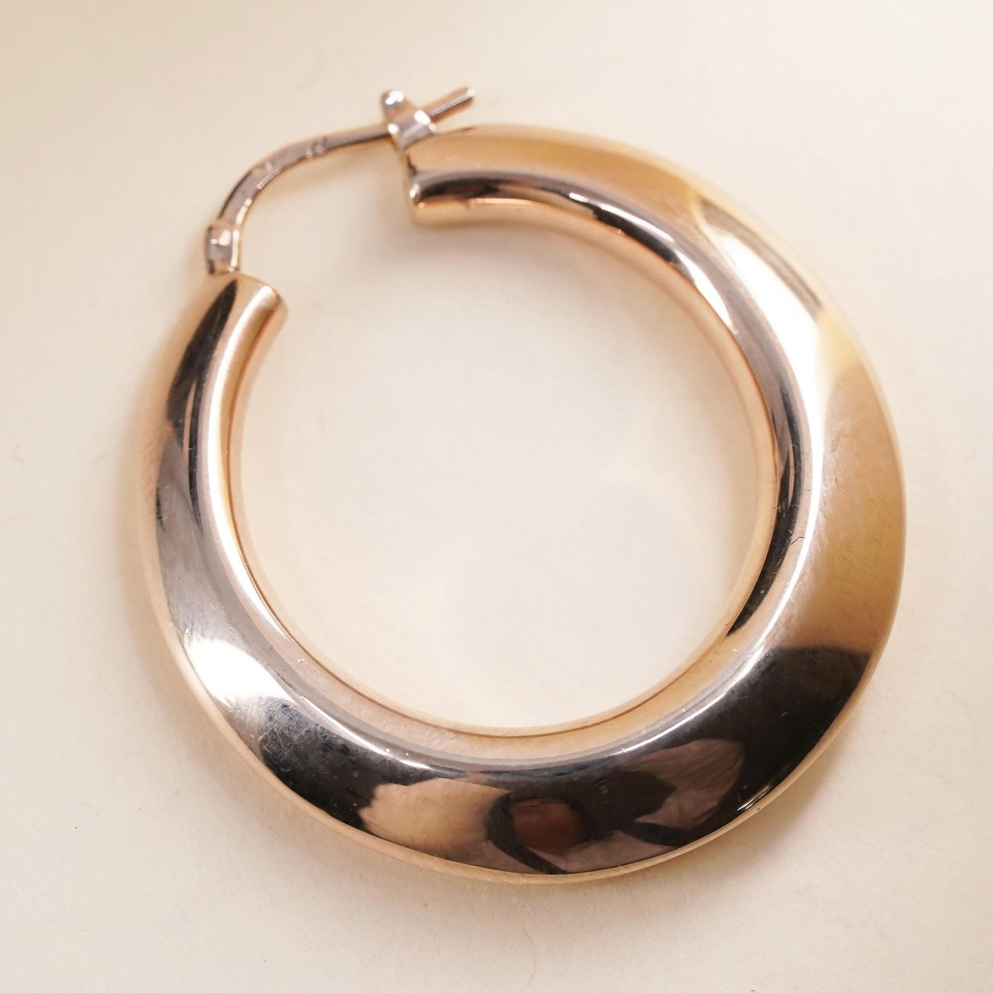 1.5", Italian vermeil gold over sterling 925 silver single earring, hoop