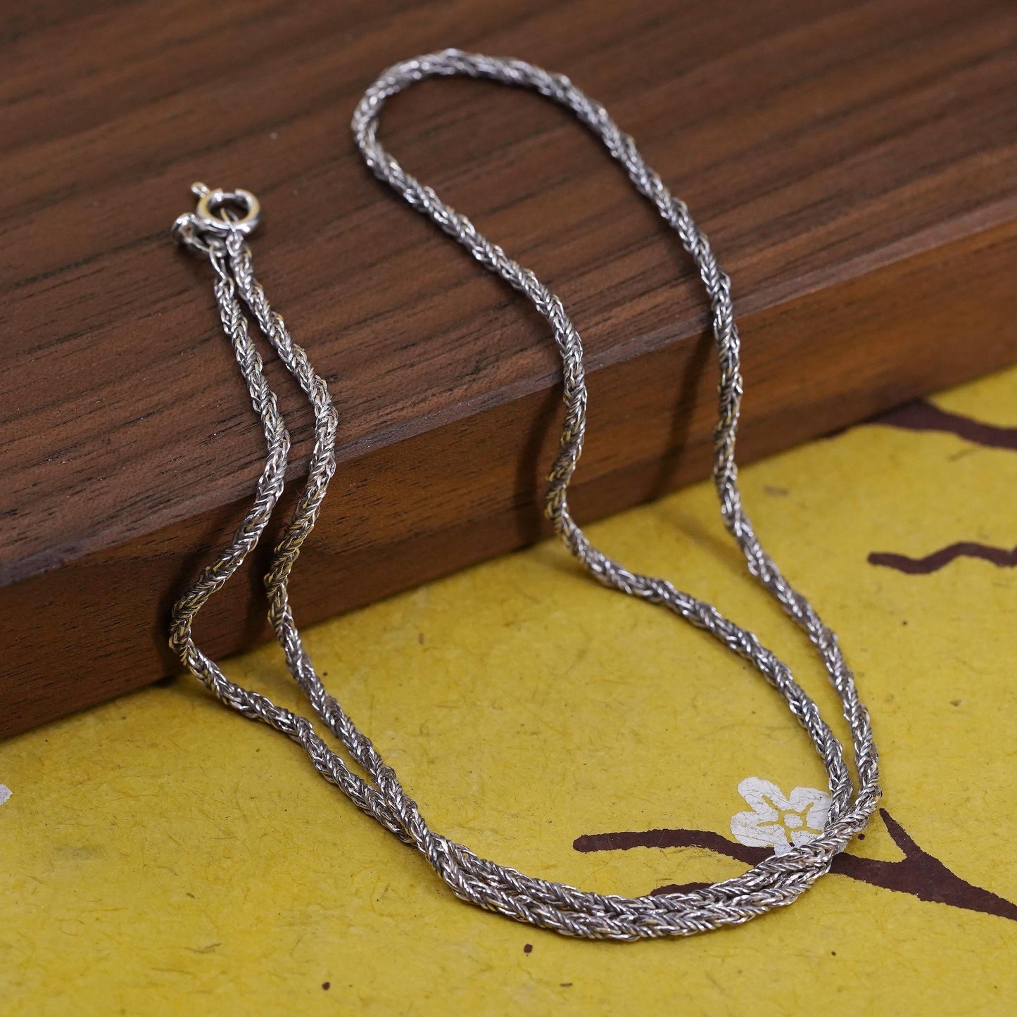 18" 2mm, vintage Sterling silver handmade wheat chain, 925 necklace
