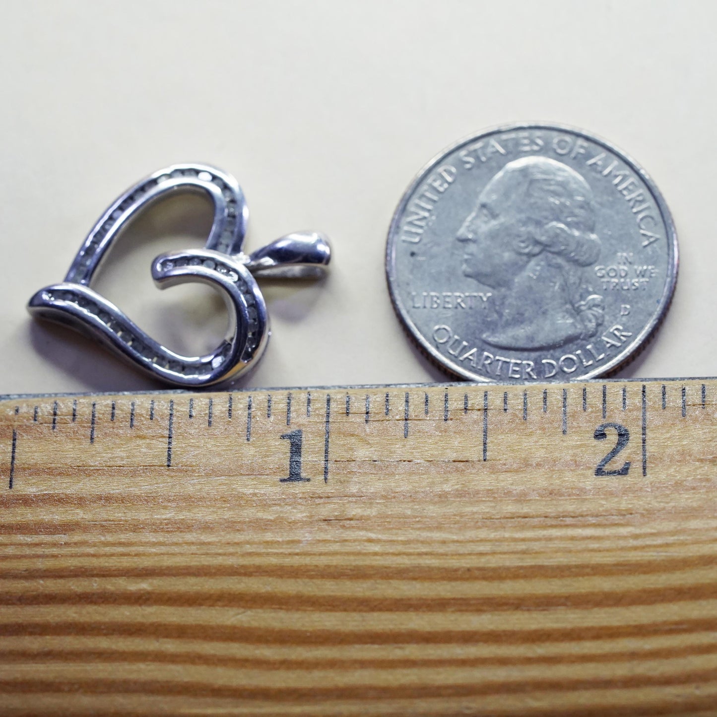 vintage Sterling silver Pendant, 925 heart Pendant with cluster real diamond
