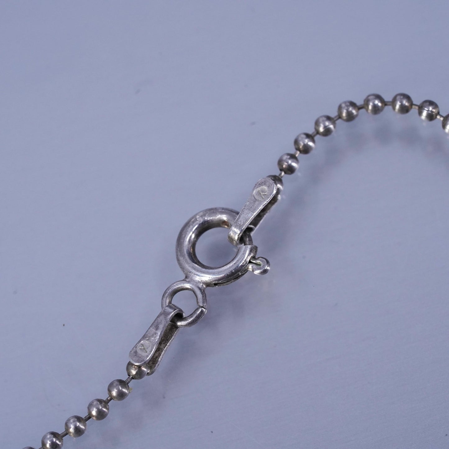18” 1mm, vintage Italy Sterling 925 silver bead chain necklace