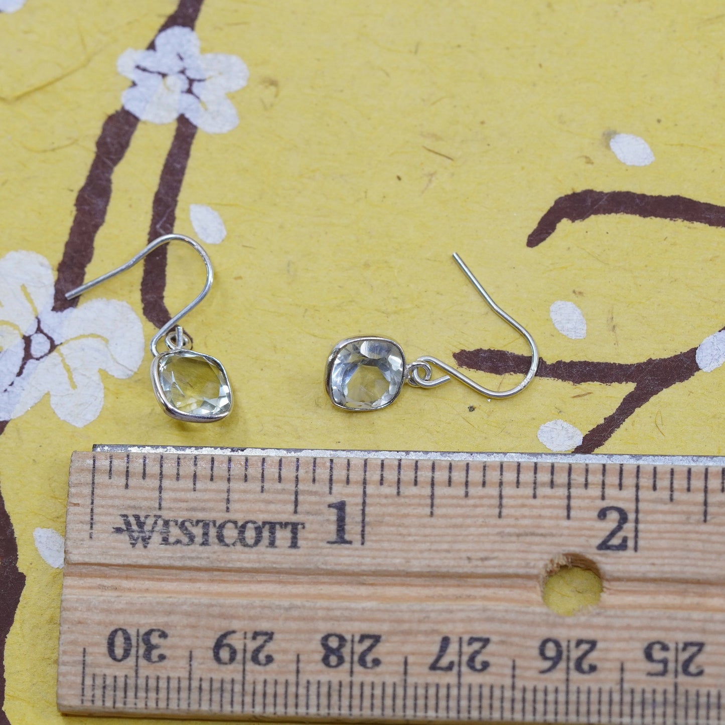 vintage Sterling 925 silver earrings with crystal