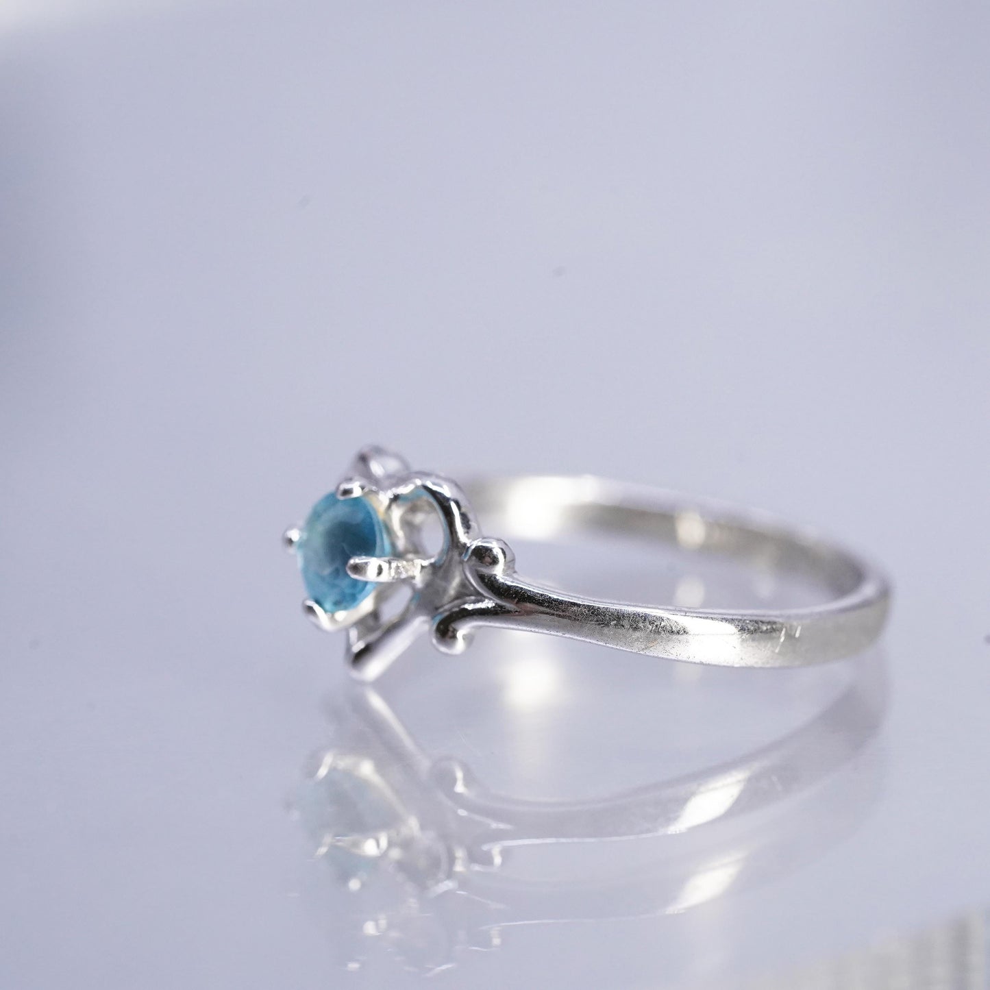 size 6.5, vintage Sterling Silver 925 engagement heart ring with topaz