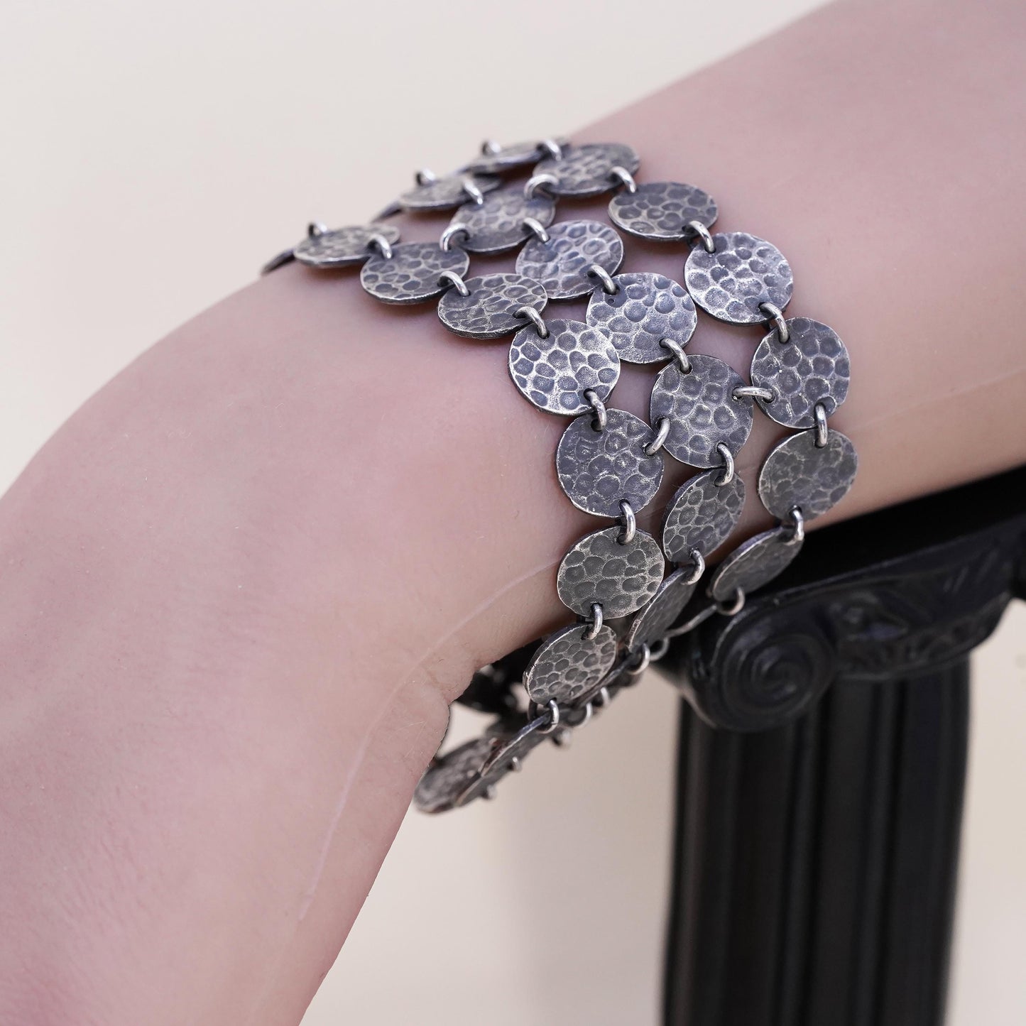 6.5”, Exex Claudia Agudelo oxidized sterling 925 silver multi strands bracelet